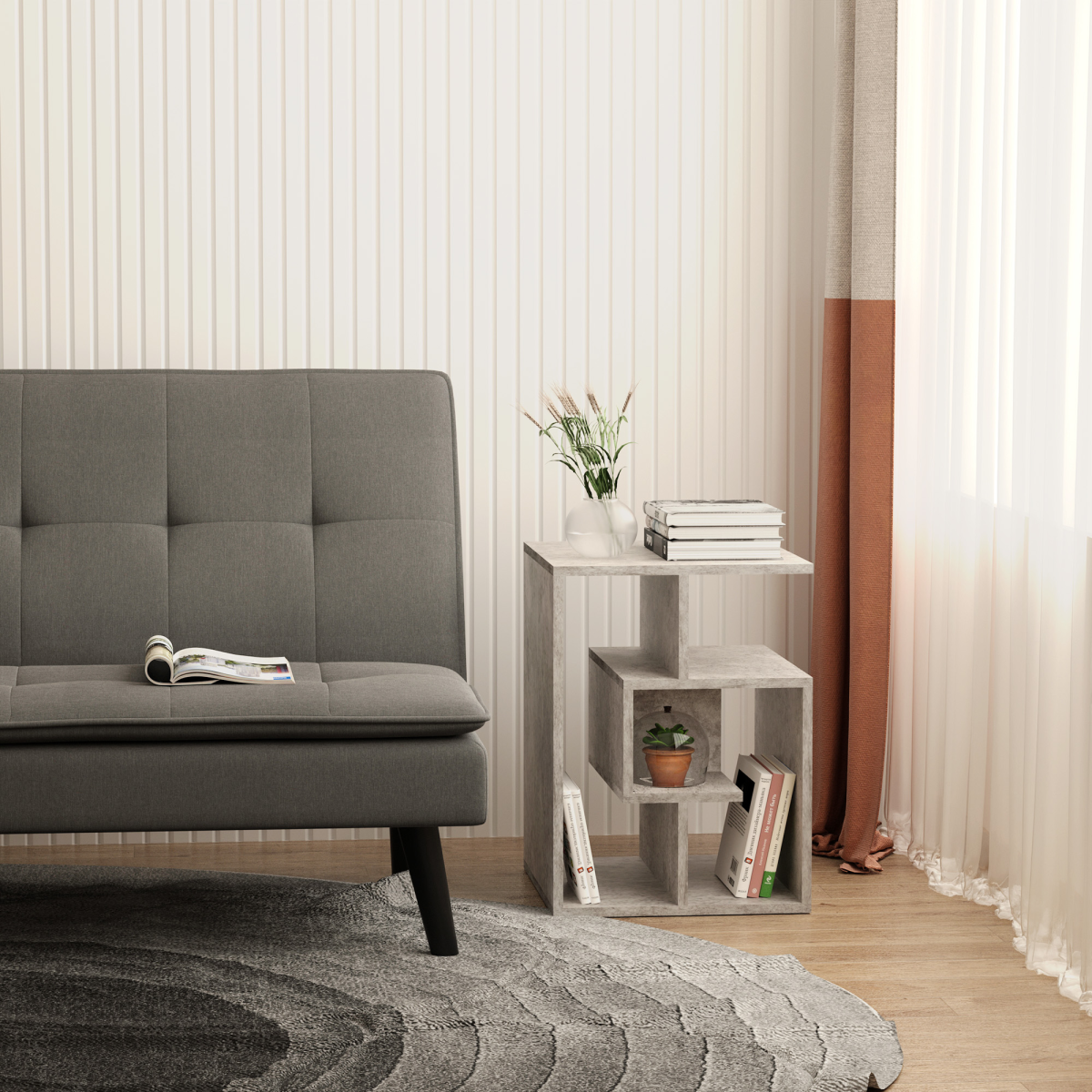 3-Tier Cube Side Table with Open Storage Shelves – Bedside Table for Books & Décor