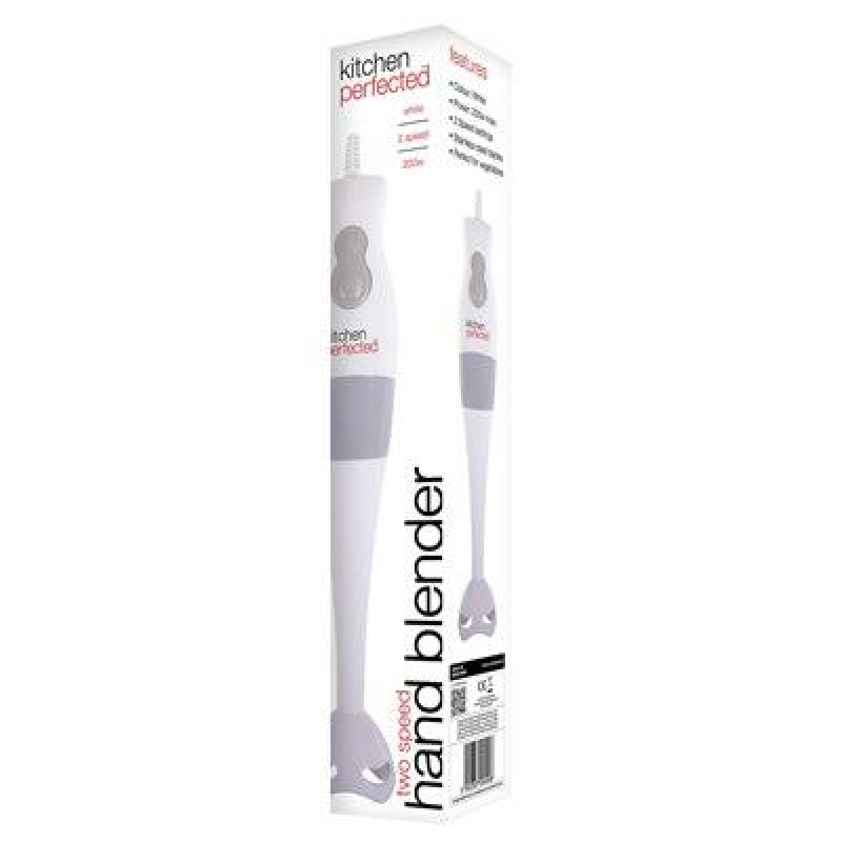 Kitchen Perfected 200W Hand Blender with 2 Speed Settings & Stainless Steel Blades – White, E5021WH