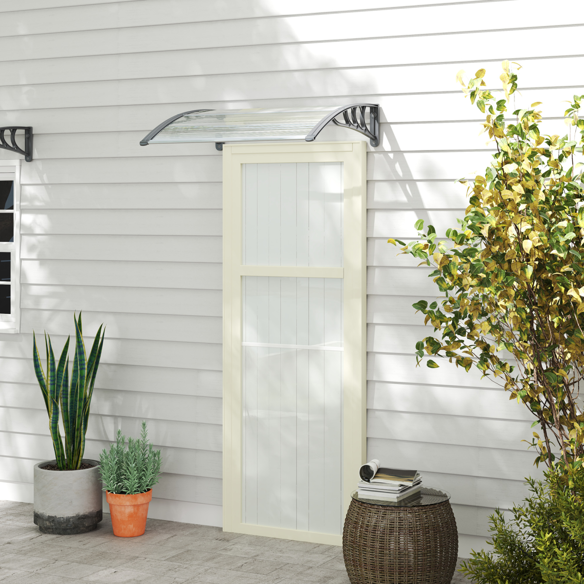 Outsunny Clear Polycarbonate Door Canopy with Wall Mounting Kit – Window & Doorway Rain Shelter