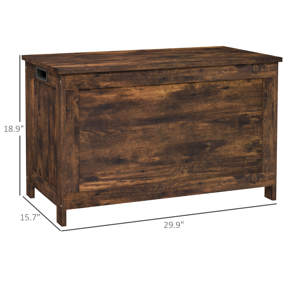 Rustic Brown Storage Bench with Hinged Lid & Side Handles – Entryway Shoe Bench, Storage Chest, MDF