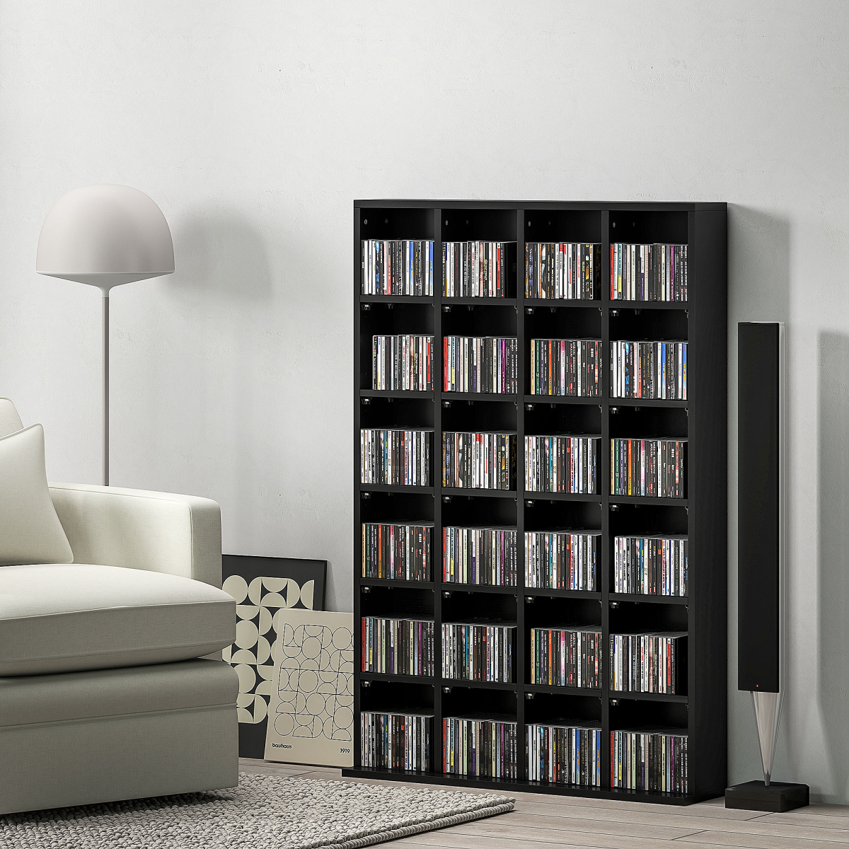 HOMCOM DVD & CD Media Storage Rack, 89 x 130.5cm – Holds 480 CDs or 312 DVDs, Living Room Shelf, Black
