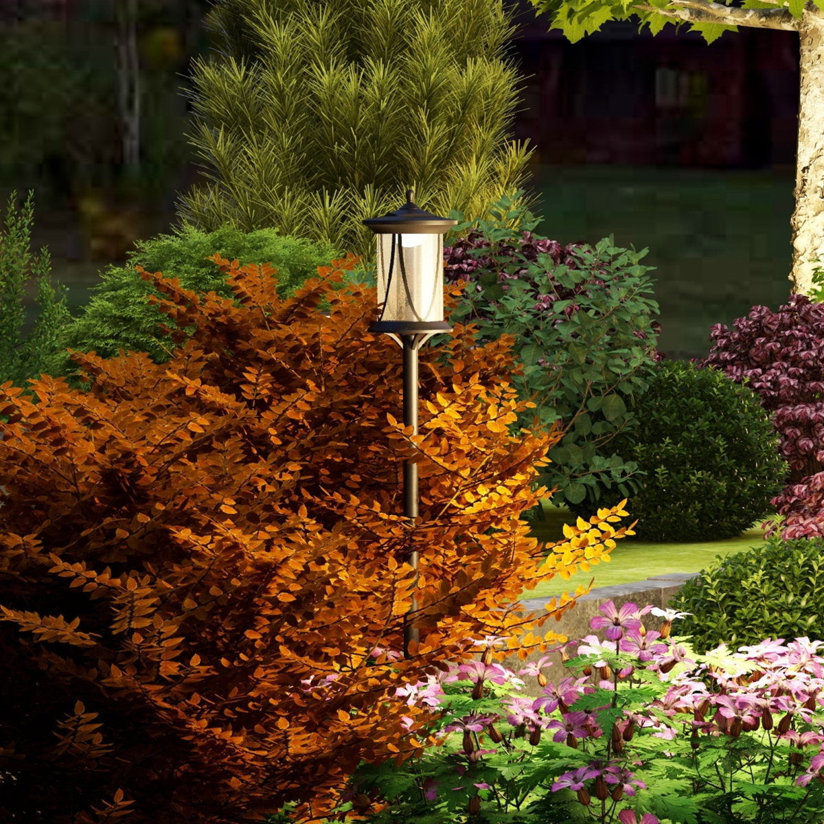 Outsunny 1.3m Solar LED Outdoor Street Light, IP44 Waterproof – Garden Pathway Lamp, Cool White, Black