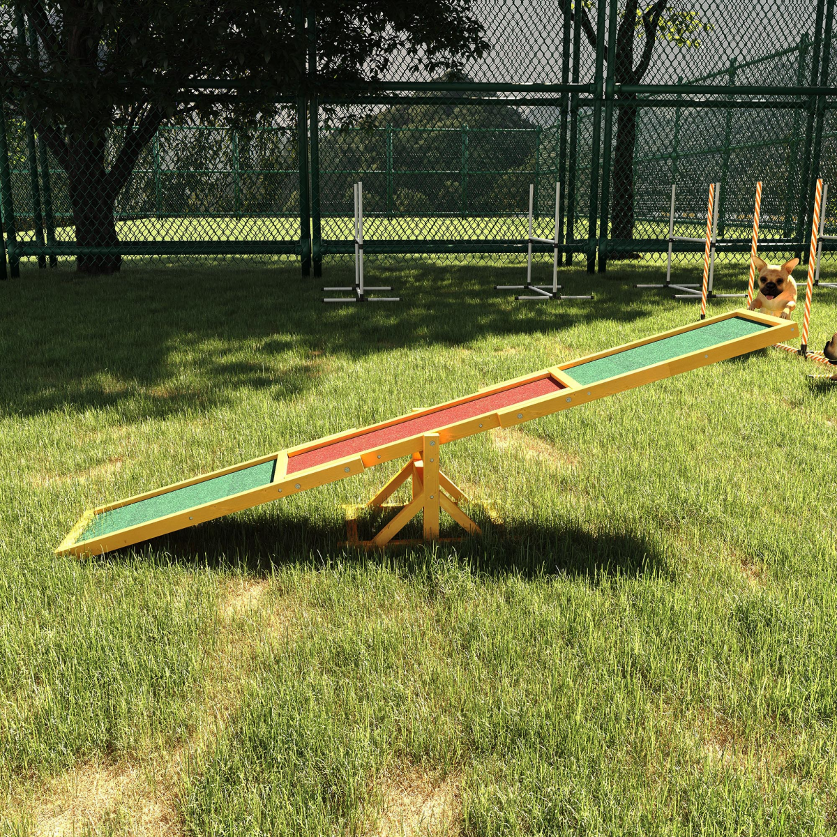 Pawhut Wooden Dog Seesaw Agility Training Equipment with Anti-slip Surface – Outdoor Pet Exercise