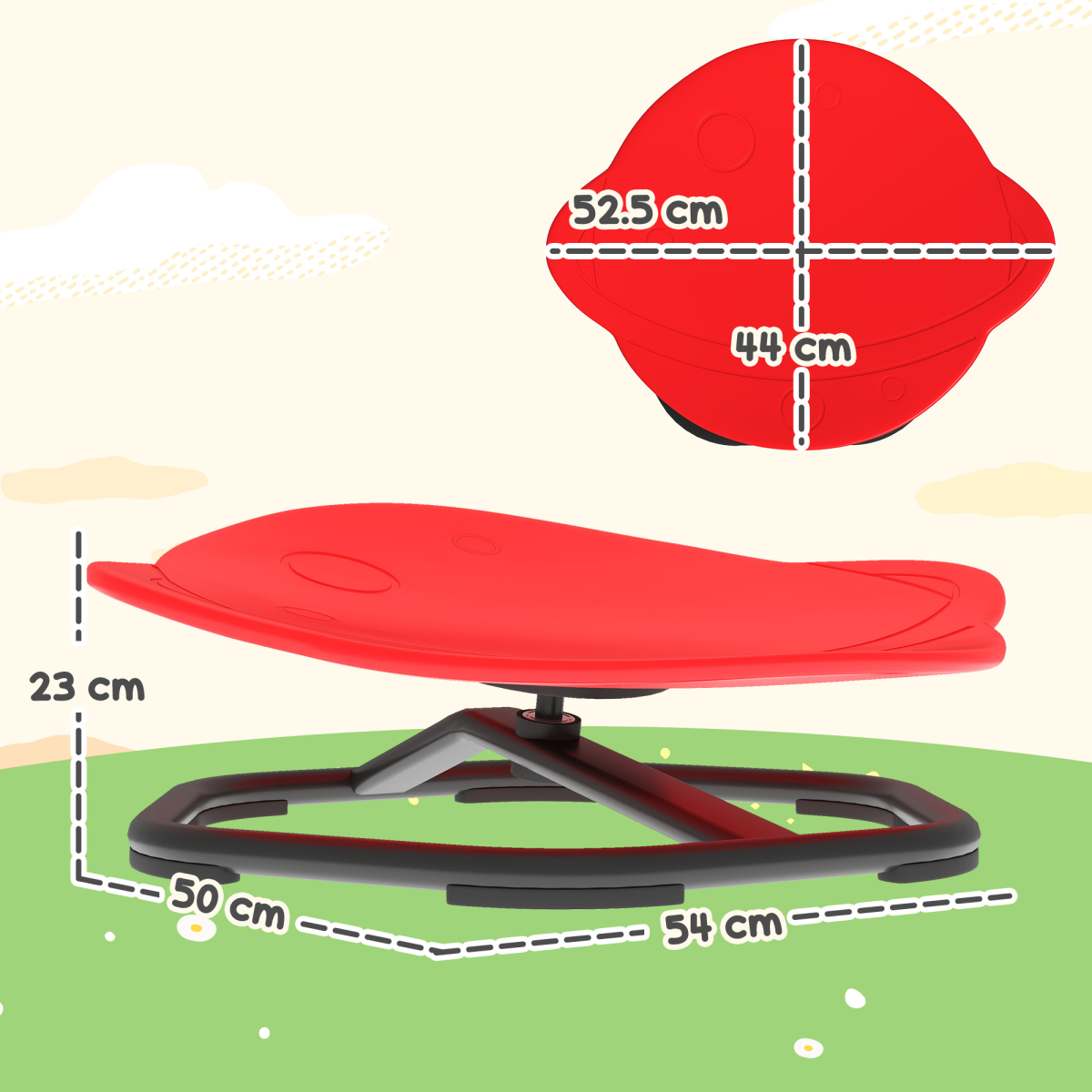Kids Sensory Spinning Chair with 360° Swivel & Anti-Slip Base – Planet-Shaped Seat for Ages 3-6, Red and Black