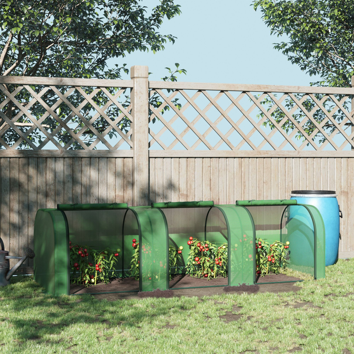 Outsunny Tunnel Greenhouse with Steel Frame, Plastic Cover & Zipped Roll-Up Doors – Garden Grow House