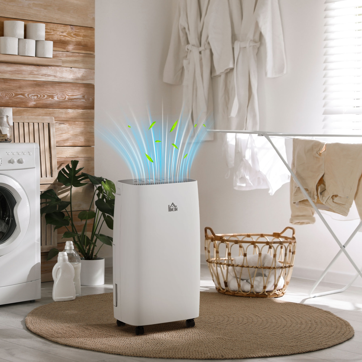 HOMCOM 12L/Day Dehumidifier with 24H Timer & 2 Fan Speeds – Damp and Condensation Control