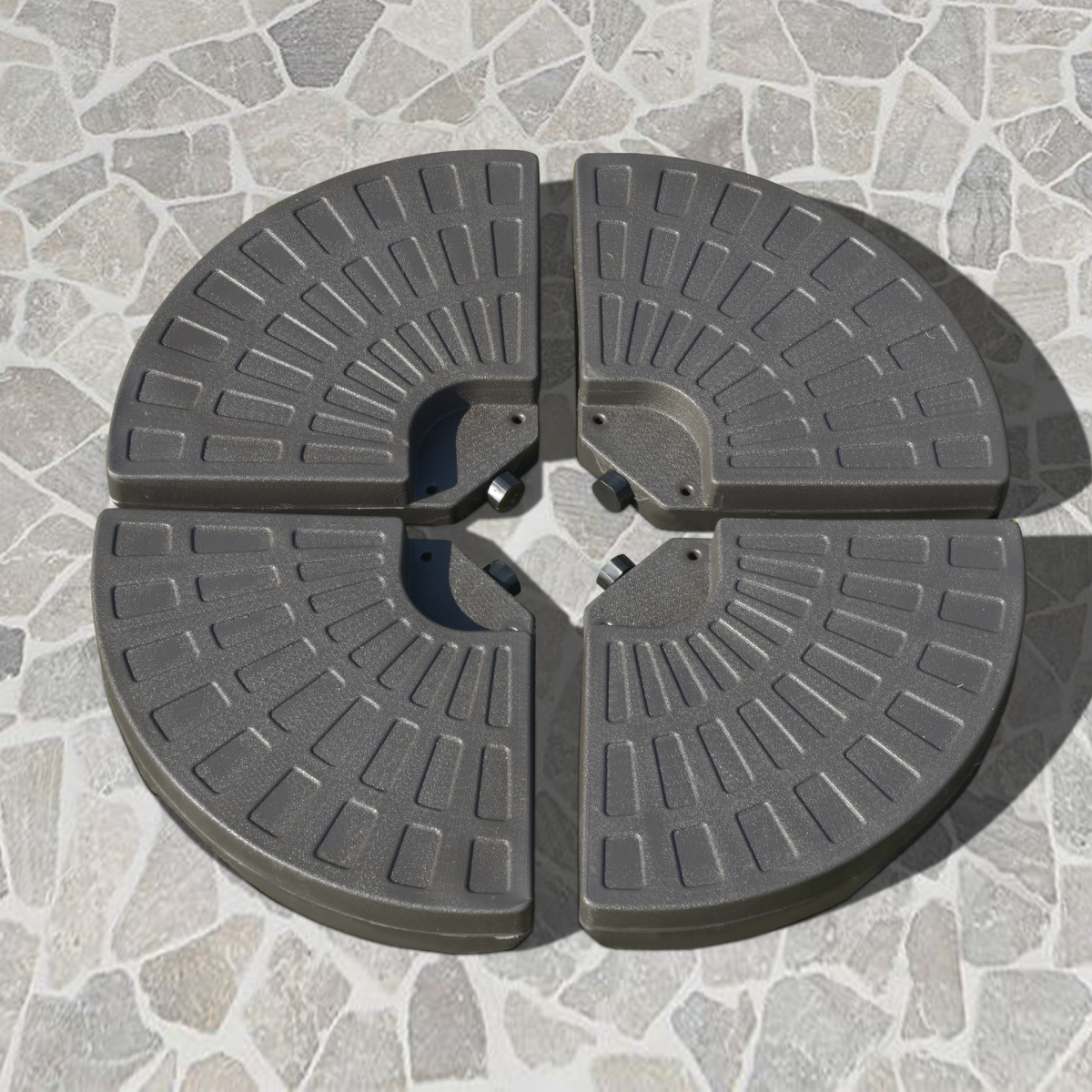 4-Piece Cantilever Offset Umbrella Base Set, Water & Sand Fillable HDPE – Connecting Parasol Stand