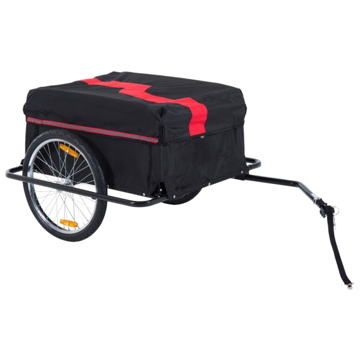 Bike Cargo Trailer with Type A Hitch, Quick-Release Wheels & Cover – Folding Bicycle Cart, Red & Black