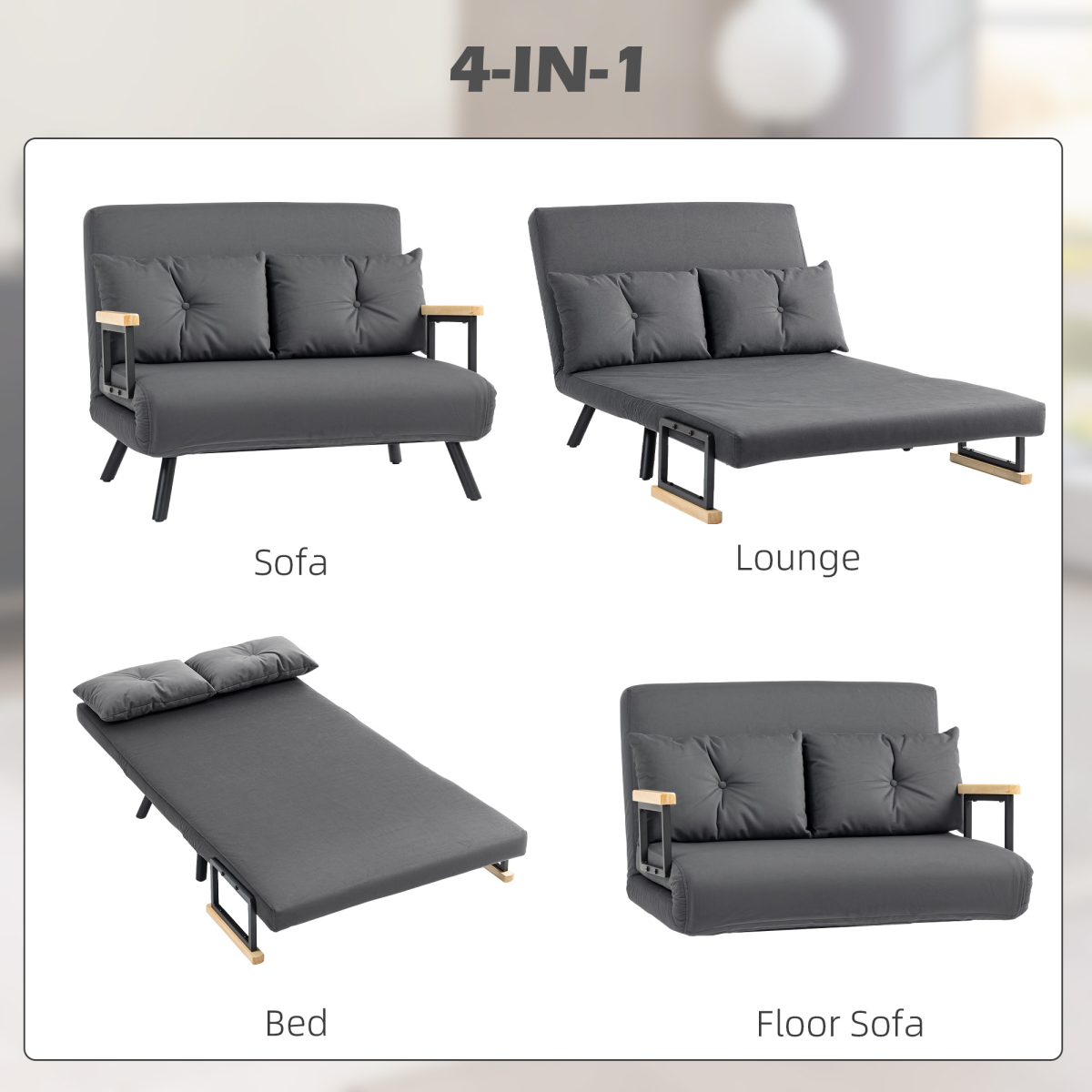HOMCOM loveseat sofa bed in reclining sofa mode