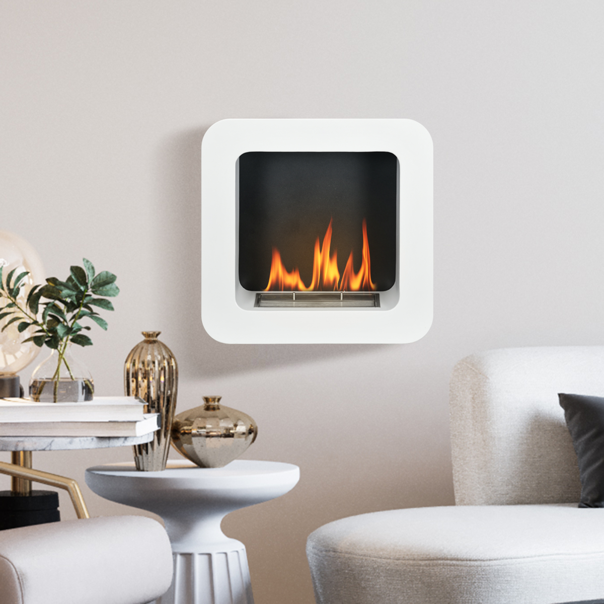 HOMCOM Wall Mounted Bioethanol Fireplace with 1L Tank – 2.5 Hour Burn Time, No Chimney Needed