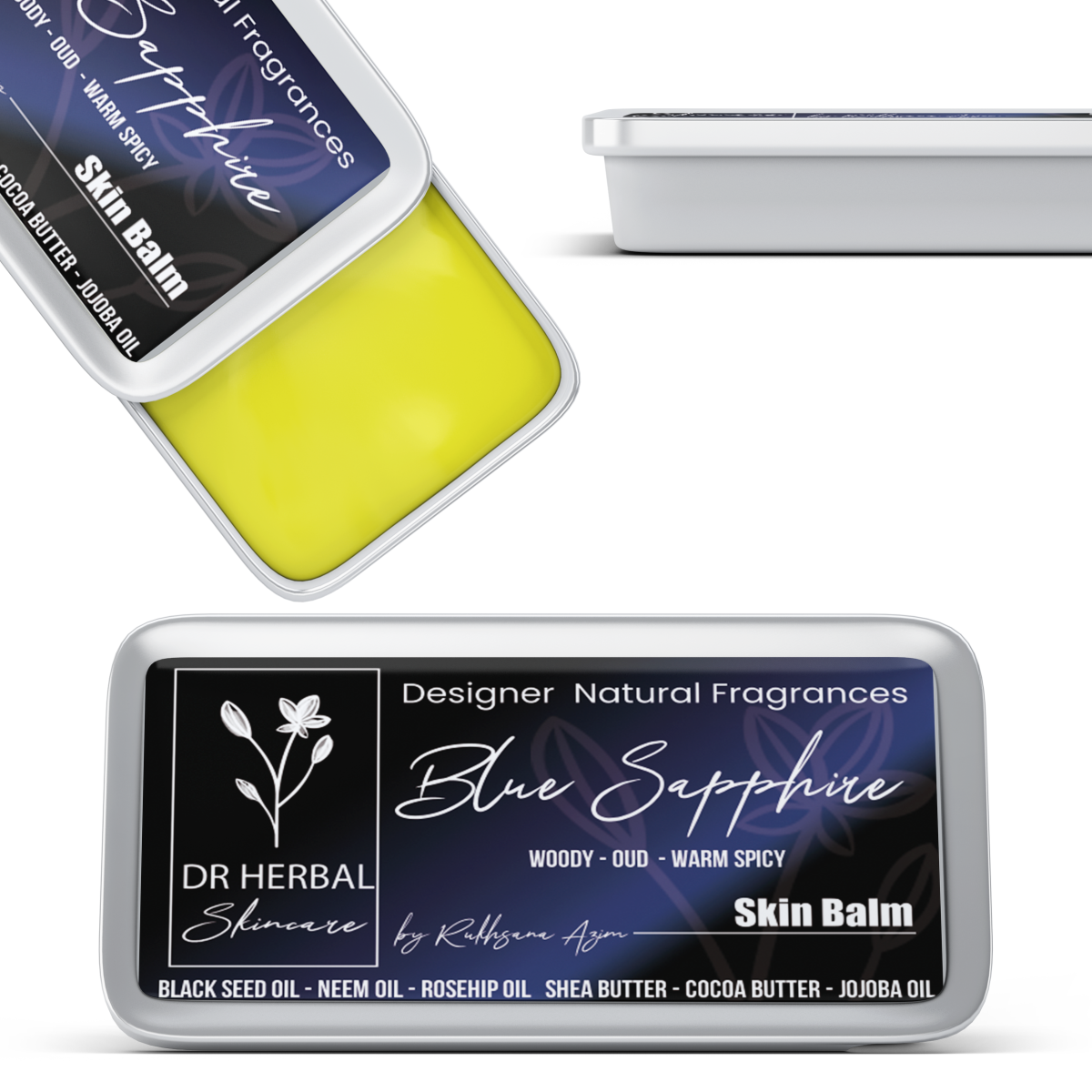 Dr Herbal Solid Fragrance Balm Blue Sapphire 20g Pocket Oud Scent for Men