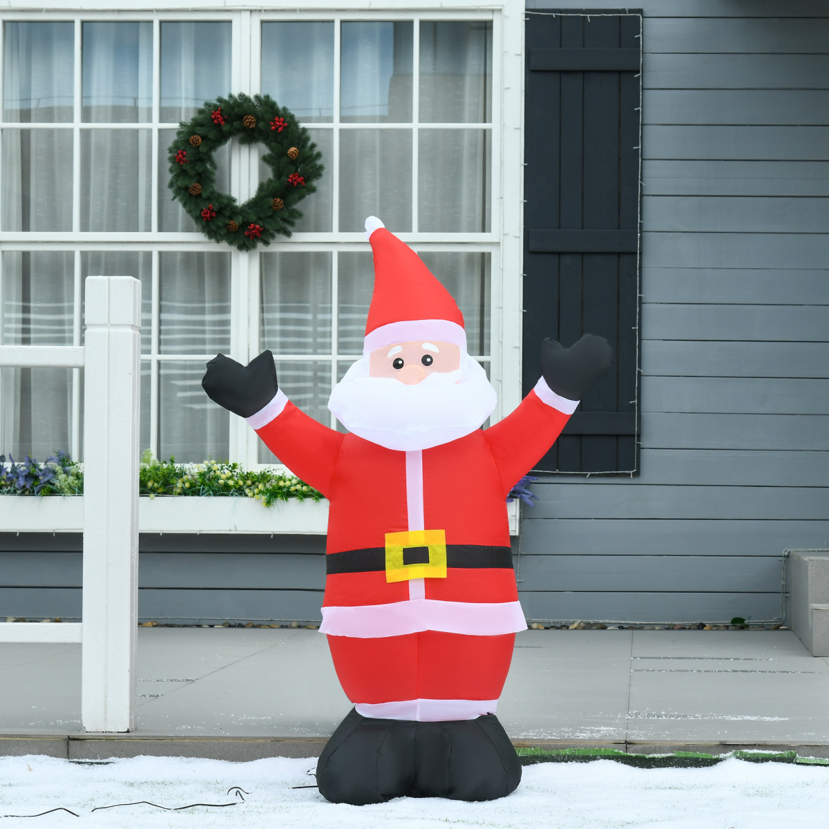 HOMCOM 4ft Inflatable Christmas Santa Claus with Outstretched Hands, LED Lit – Indoor Outdoor Decoration
