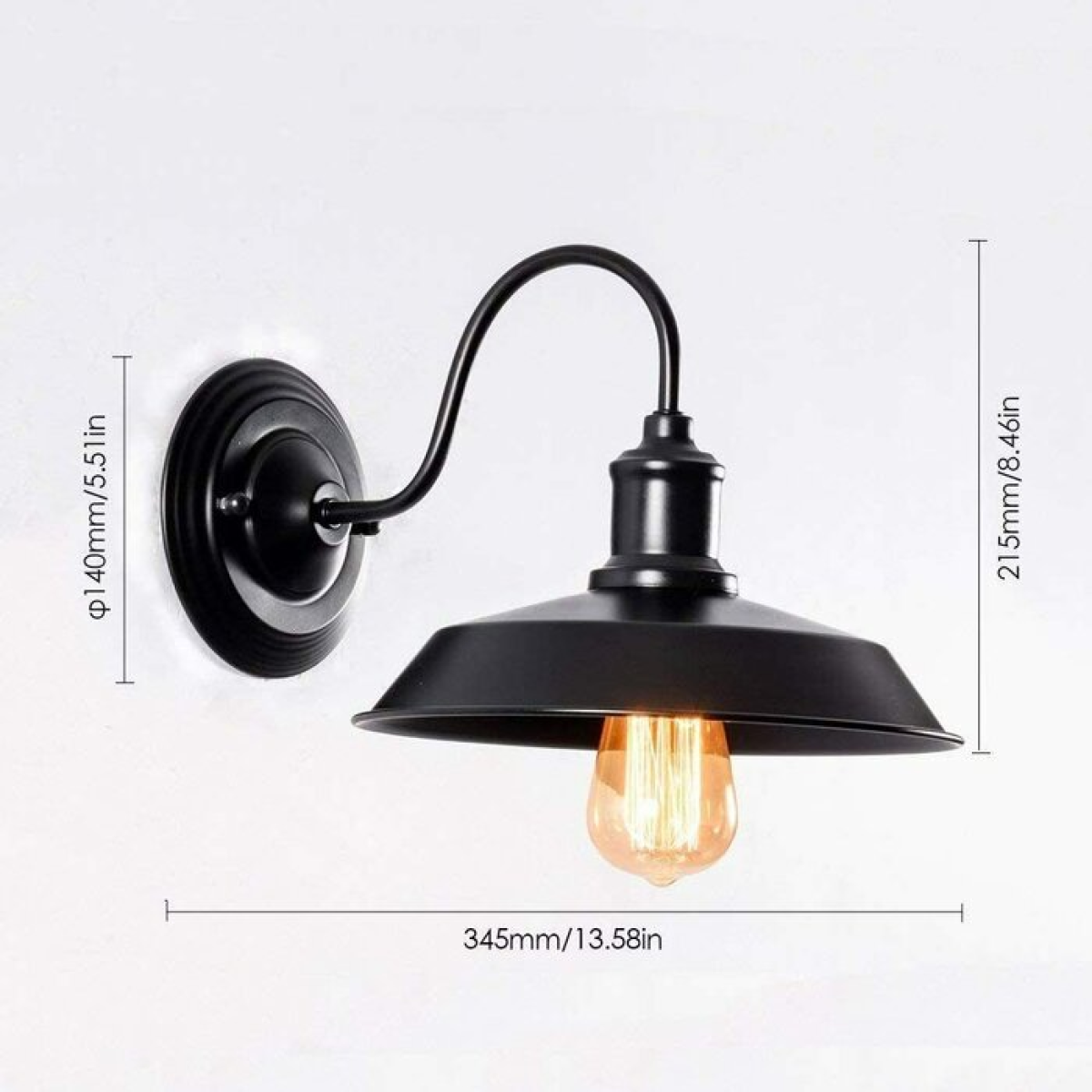 LEDSone E27 Swan Neck Wall Sconce with Built-In Toggle Switch – Industrial Vintage Wall Light