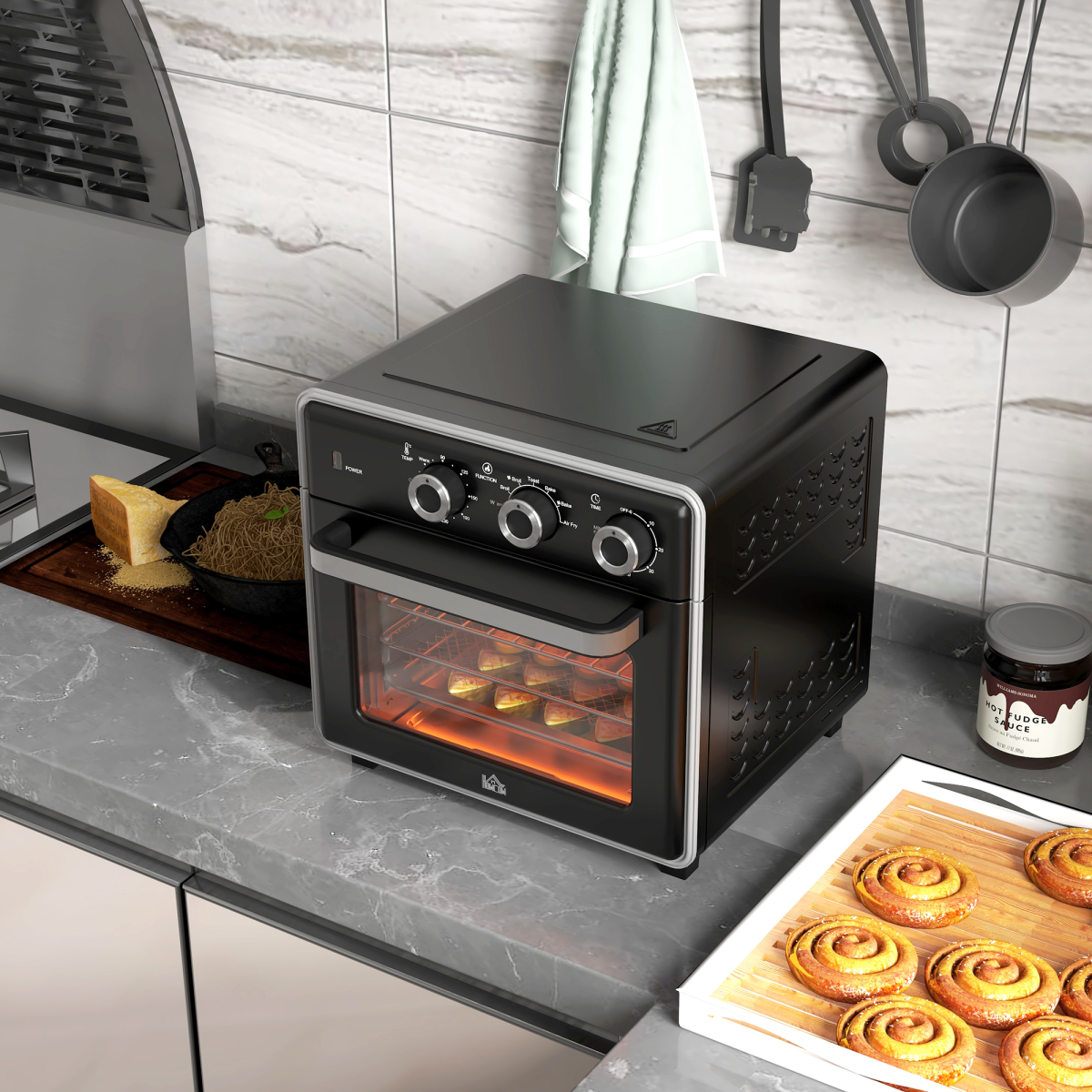 HOMCOM 20L Air Fryer Oven with 7 Functions, 1400W Countertop Convection Mini Oven – Black