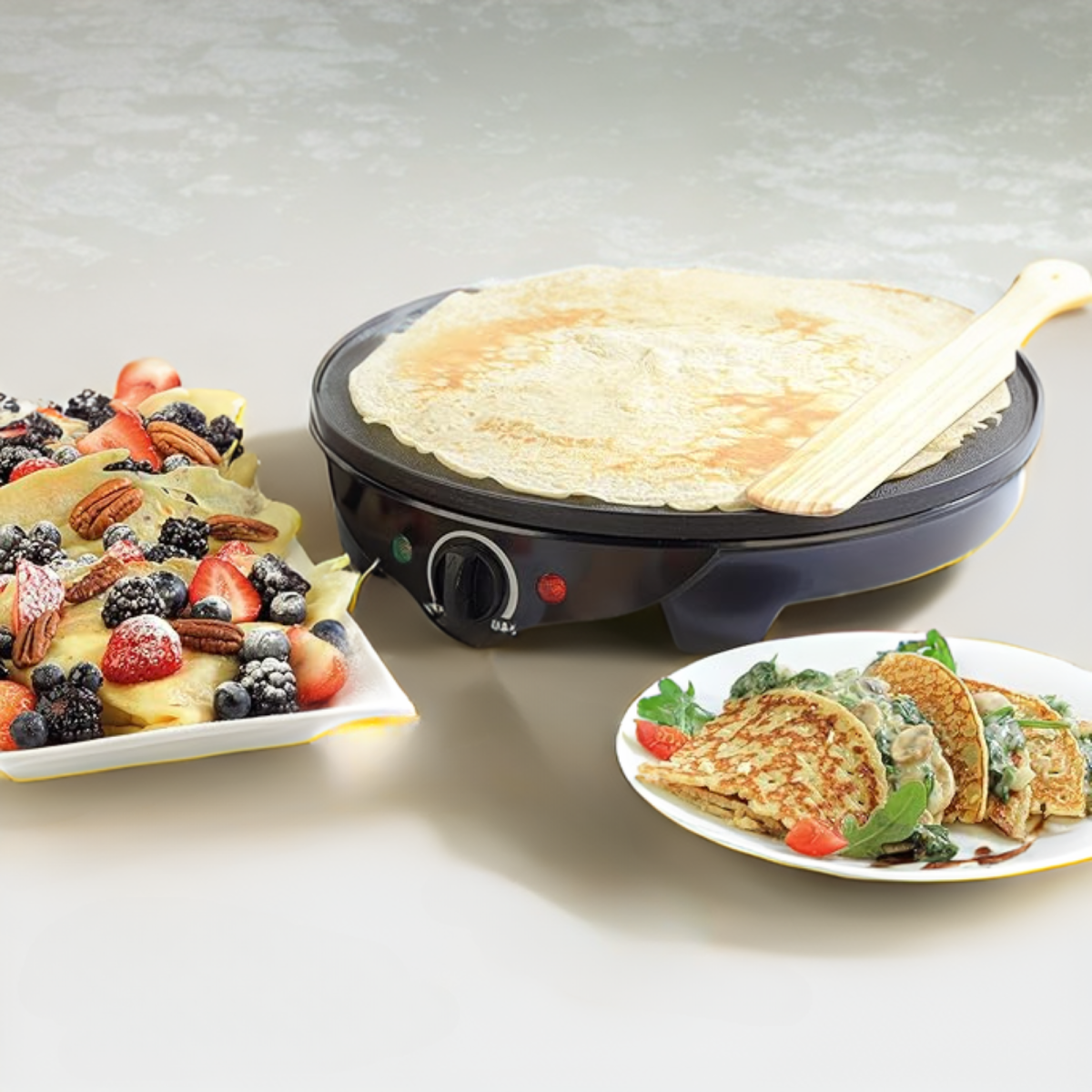 Progress 30cm Crepe Maker with Non-Stick Plate and Adjustable Temperature – Cool Touch Base, Compact