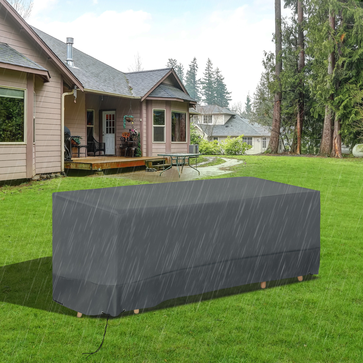 Outsunny Outdoor Furniture Cover, 190 x 72 cm – Water & UV Resistant 600D Oxford Fabric with Pull Cords