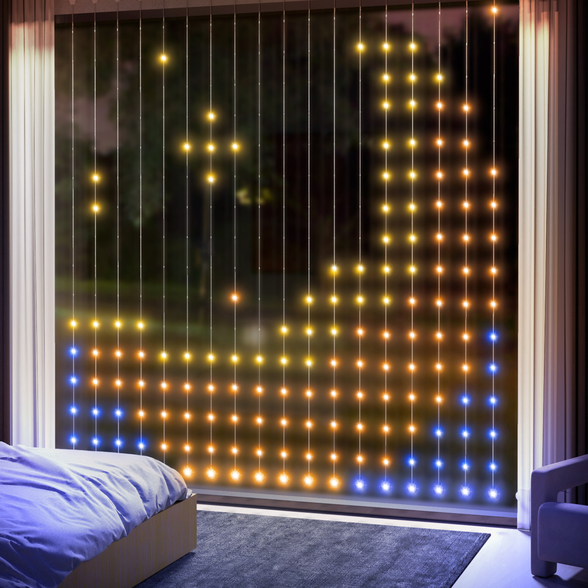 HOMCOM Smart LED Curtain Lights – 3 x 3m App-Controlled DIY Fairy Lights with 400 LEDs