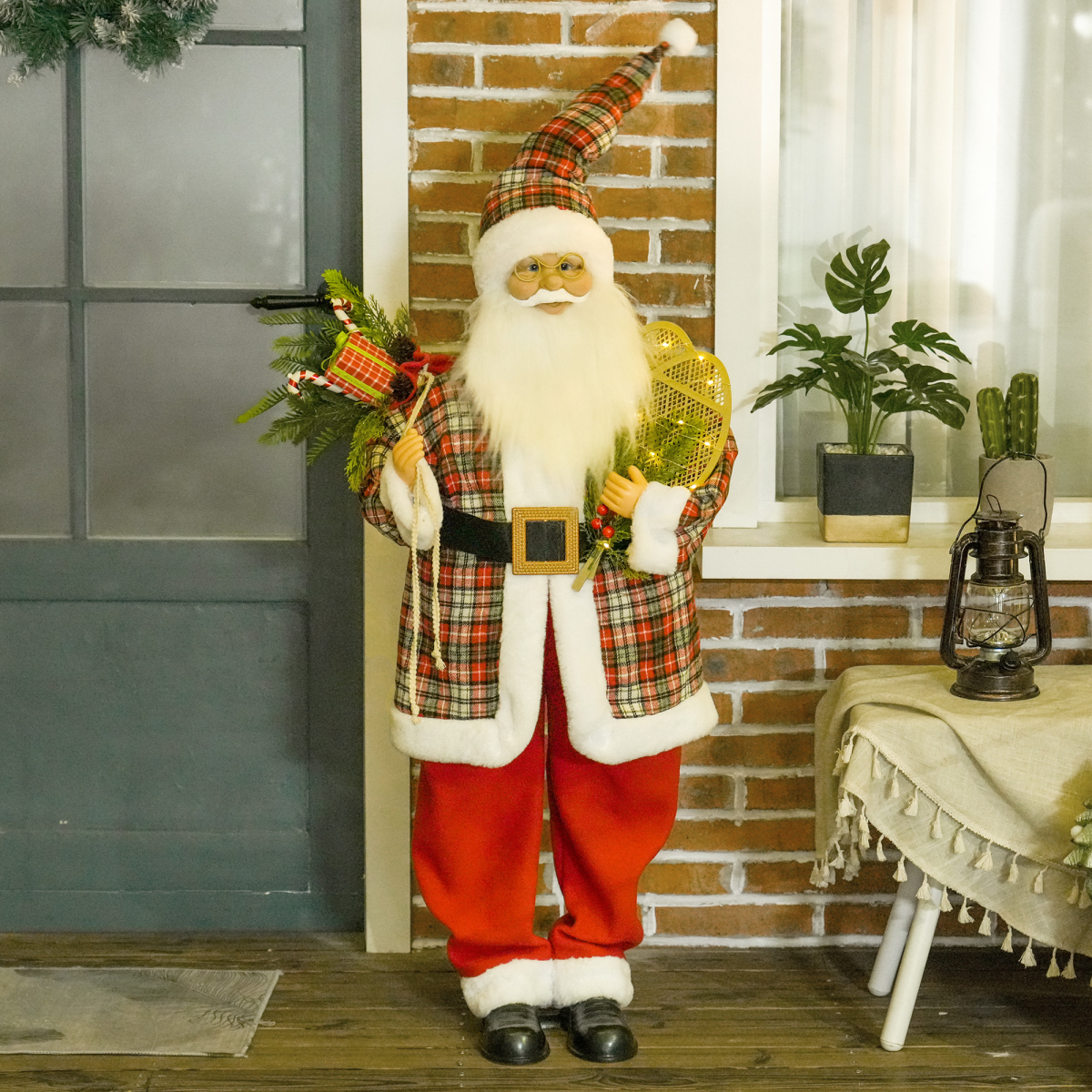 HOMCOM 133cm Animated Santa Claus with Sound-Activated Festive Music – Freestanding Christmas Decoration
