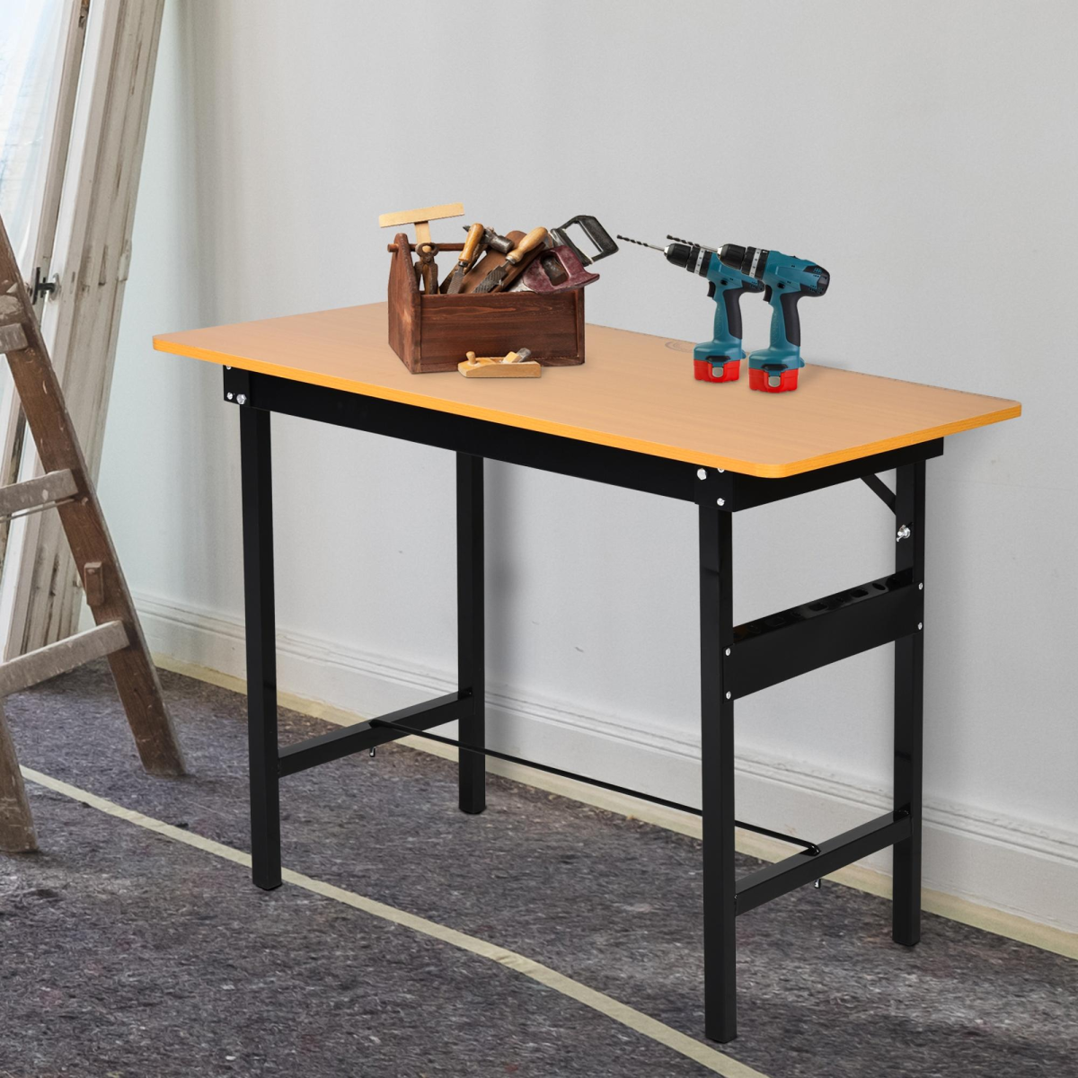 Foldable Heavy Duty Garage Workbench – Lightweight Portable DIY Work Station for Garages and Sheds