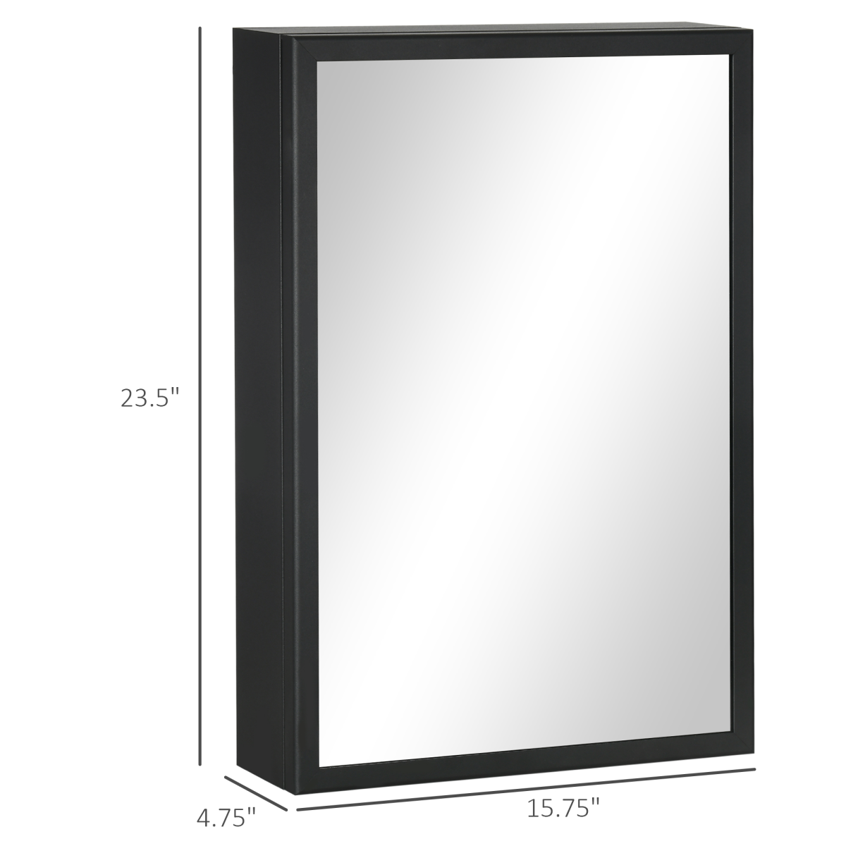 Stainless Steel Bathroom Mirror Cabinet with 3-Tier Shelves – Wall Storage for Toiletries, Jet Black