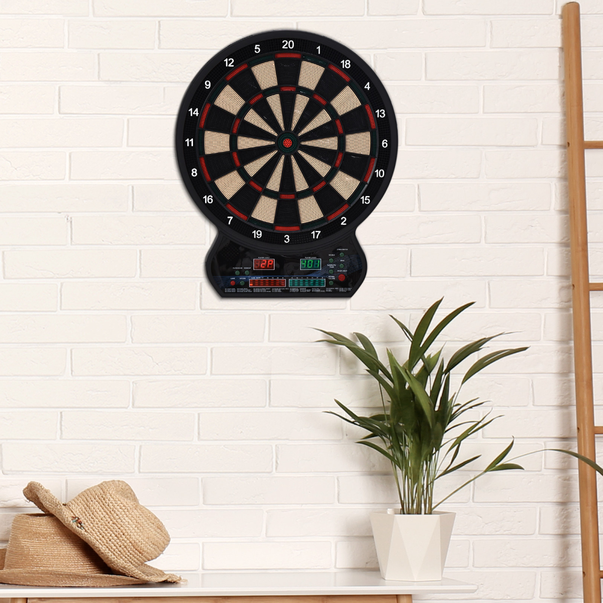 HOMCOM Electronic Dartboard with LED Digital Scoring, 27 Games & 12 Soft Darts – Ready-to-Play, Up to 8 Players