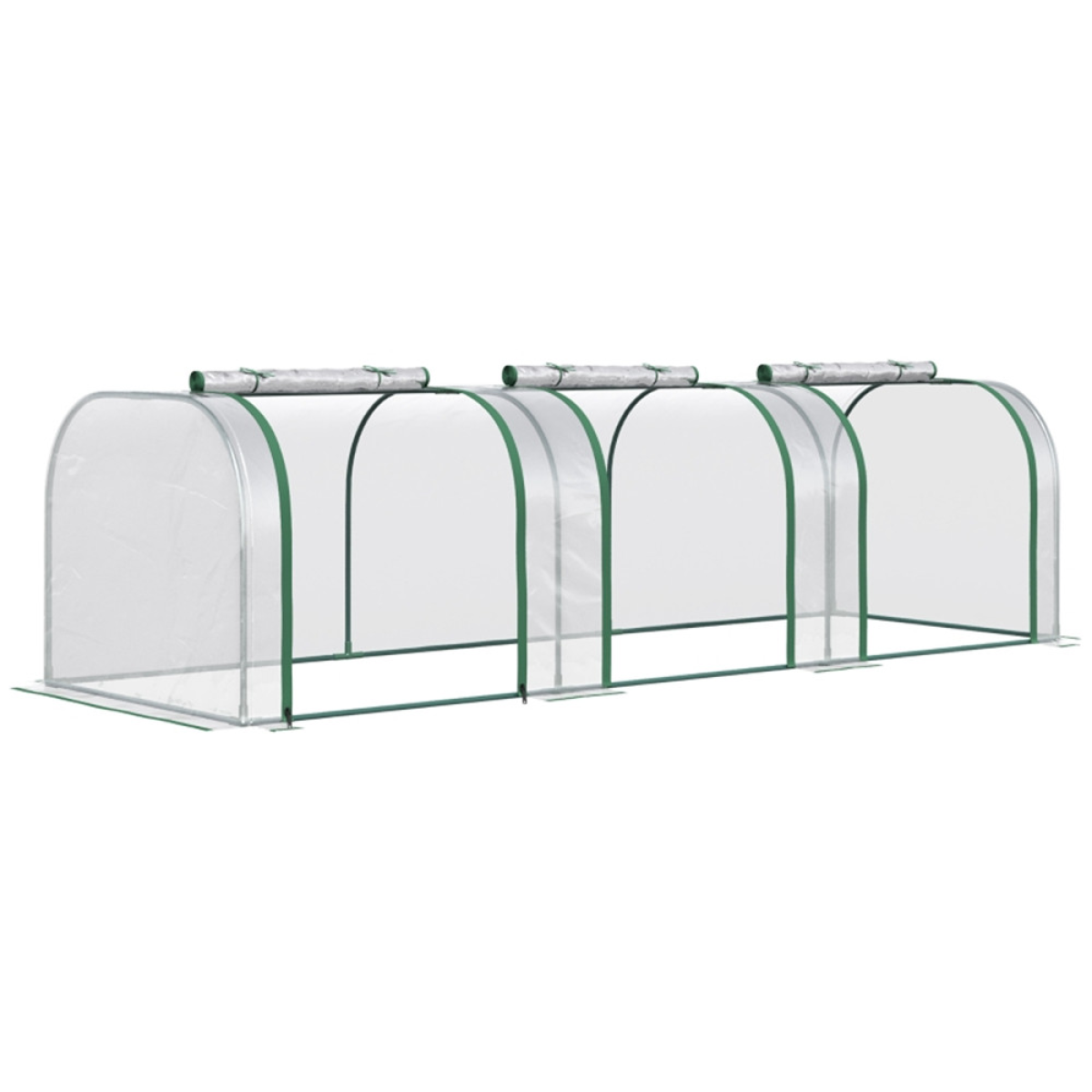 Mini Greenhouse with Steel Frame, PVC Cover & 3 Roll-Up Zipped Doors – Portable Garden Grow House, Dark Green