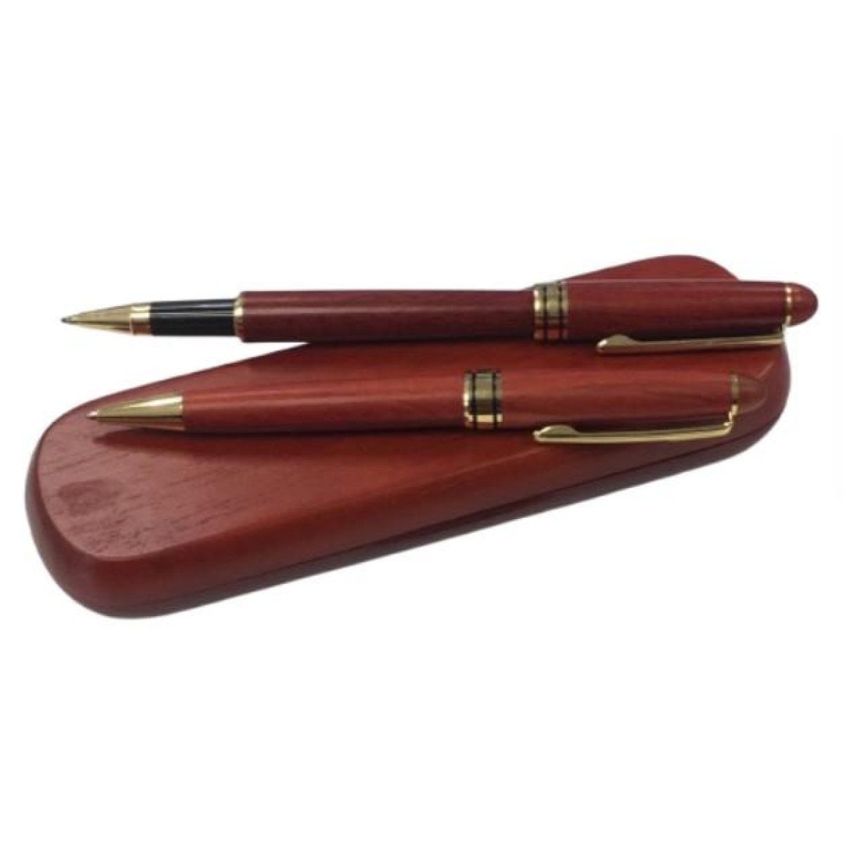 IMPERIAL Wooden Ball Pen Gift Set, 2 Pens in Dark Brown with Gold Trim – Lightweight Desk Pens IMP356R