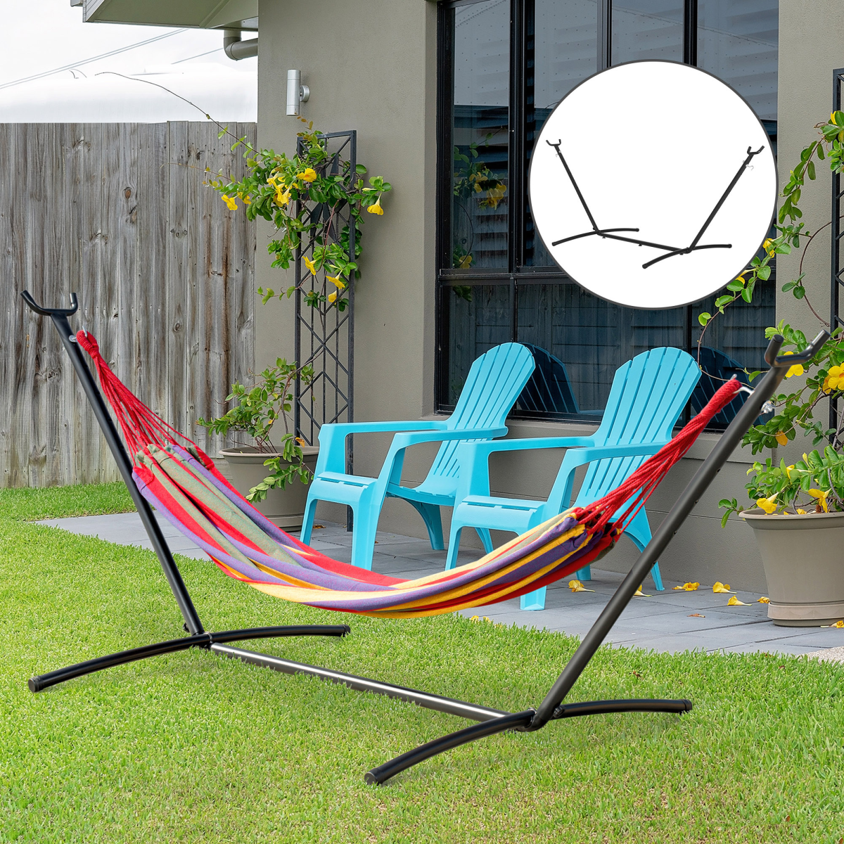 Outsunny 2.8m Heavy-Duty Metal Hammock Stand Frame – Replacement Frame for Garden & Patio, 120kg Capacity