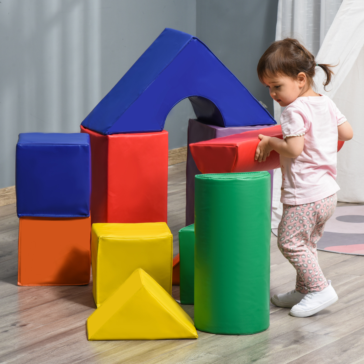 11-Piece Kids Soft Foam Puzzle Play Blocks Set – Learning Toddler Activity Toy in Mixed Shapes and Colours