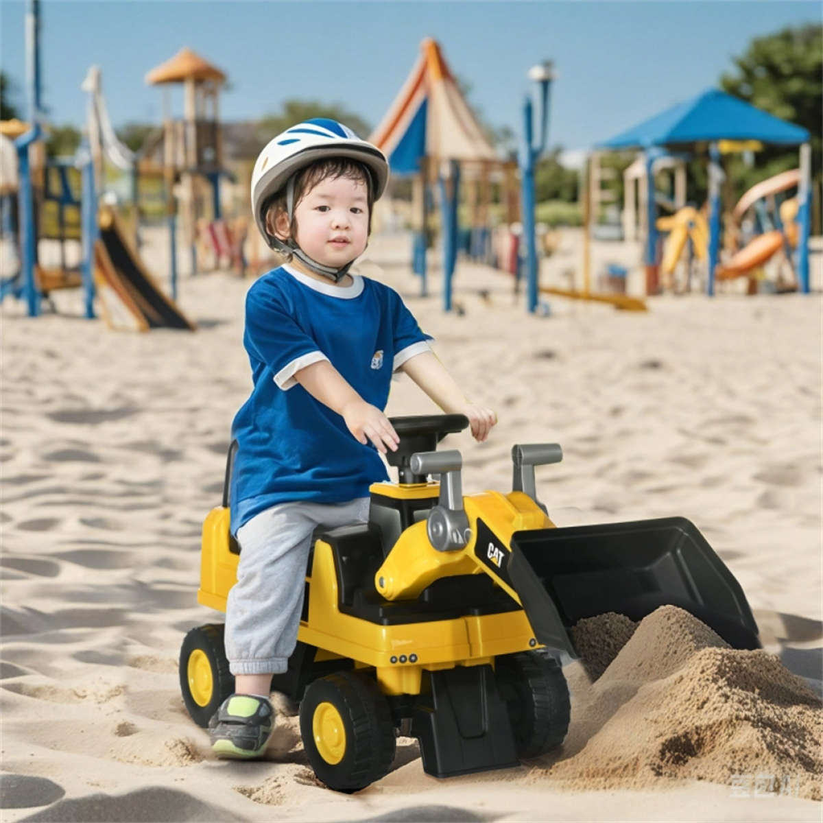 Toddler Ride-On Digger with Working Bucket, Under-Seat Storage and Horn – Foot-Powered Toy, Yellow