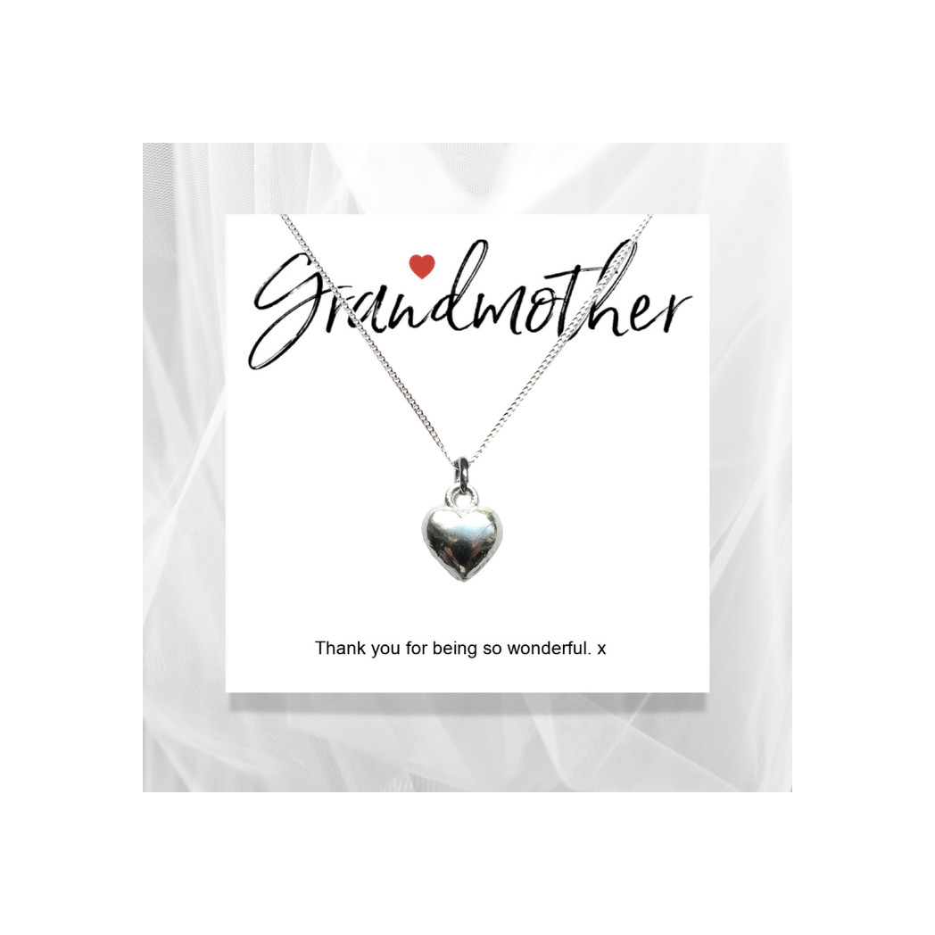 Aye Do Gifts Grandmother Heart Necklace on Thank You Message Card – Keepsake Gift in Black Gift Box