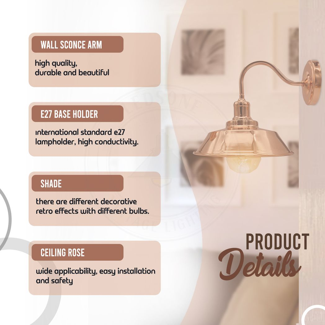 Rose Gold Retro Metal Wall Light