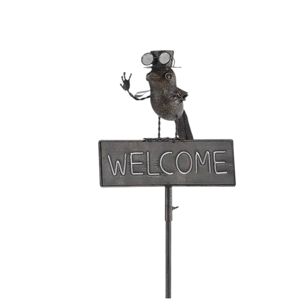 AcaciaHome 125cm Metal Owl Garden Stake with Welcome Sign – Whimsical Outdoor Art for Gardens & Porches