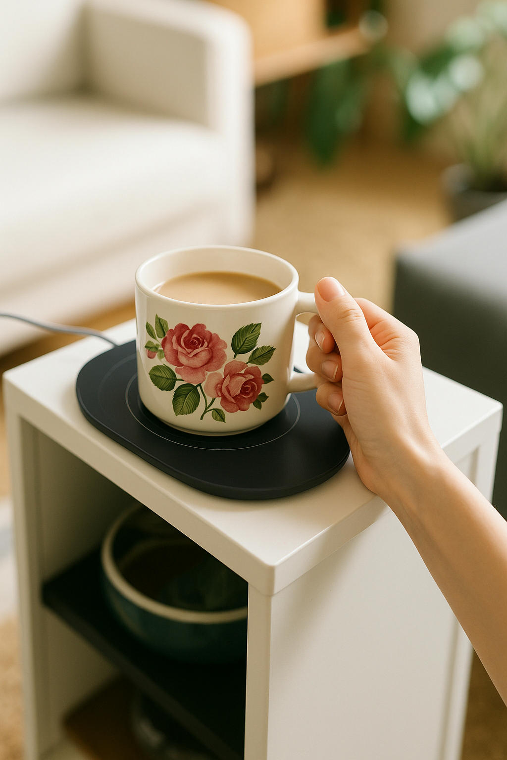Avilo Mug Warmer Coaster with USB Charging – Weight-Activated Heating to 55°C for Ceramic, Glass and Steel Mugs