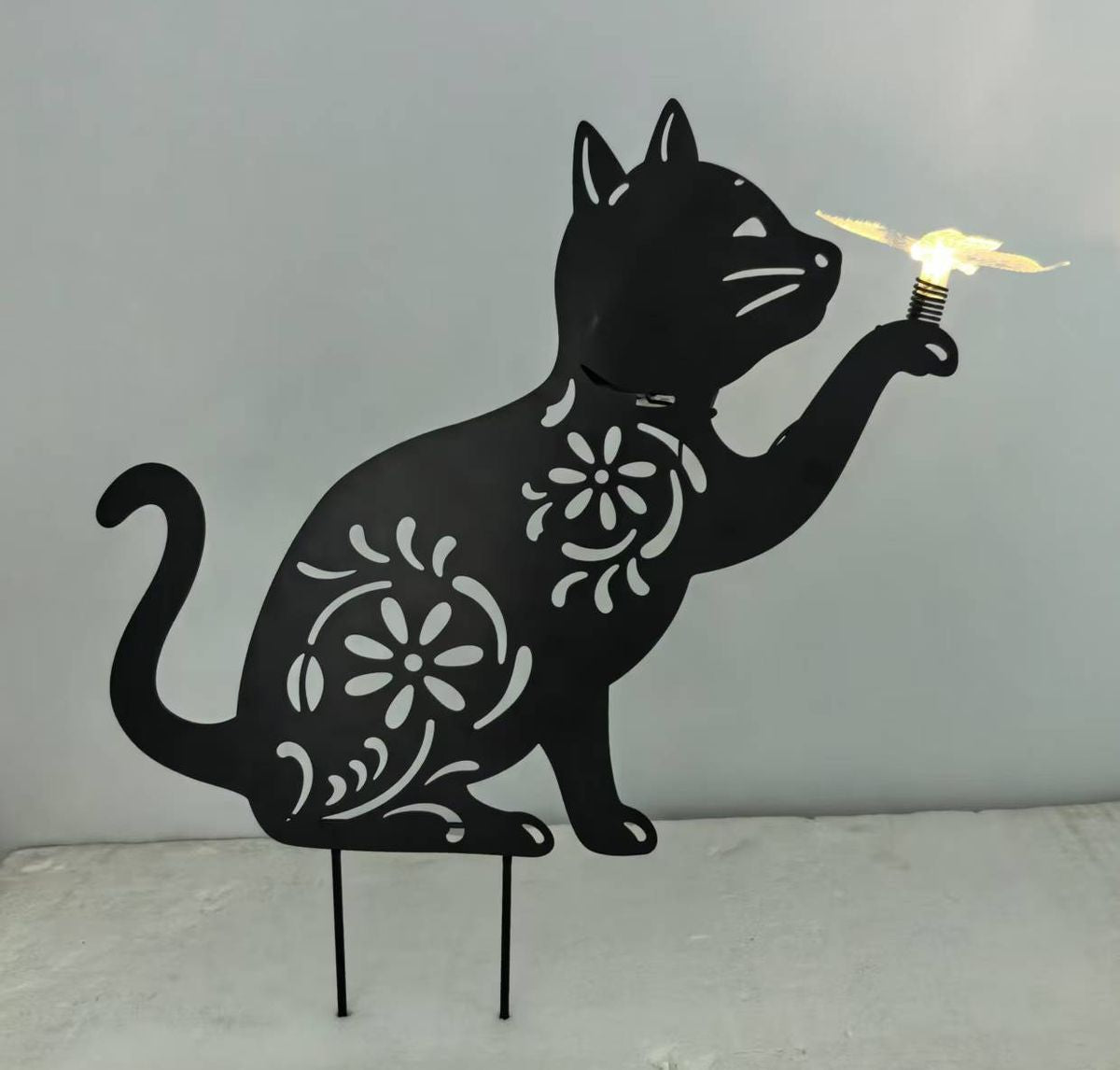 Avilo Cat Design Solar Stake Light – Steel Cut Garden Ornament for Cat Lovers