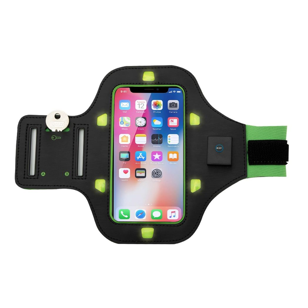 Aquarius LED Sports Armband for Smartphones – Touchscreen Window, Splashproof, for Running & Cycling
