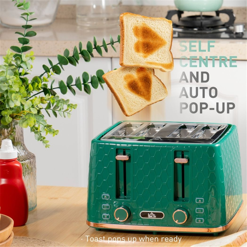 Honeycomb 1.7L Fast Boil Kettle & 4-Slice Toaster Set – Matching Breakfast Duo with Browning Settings