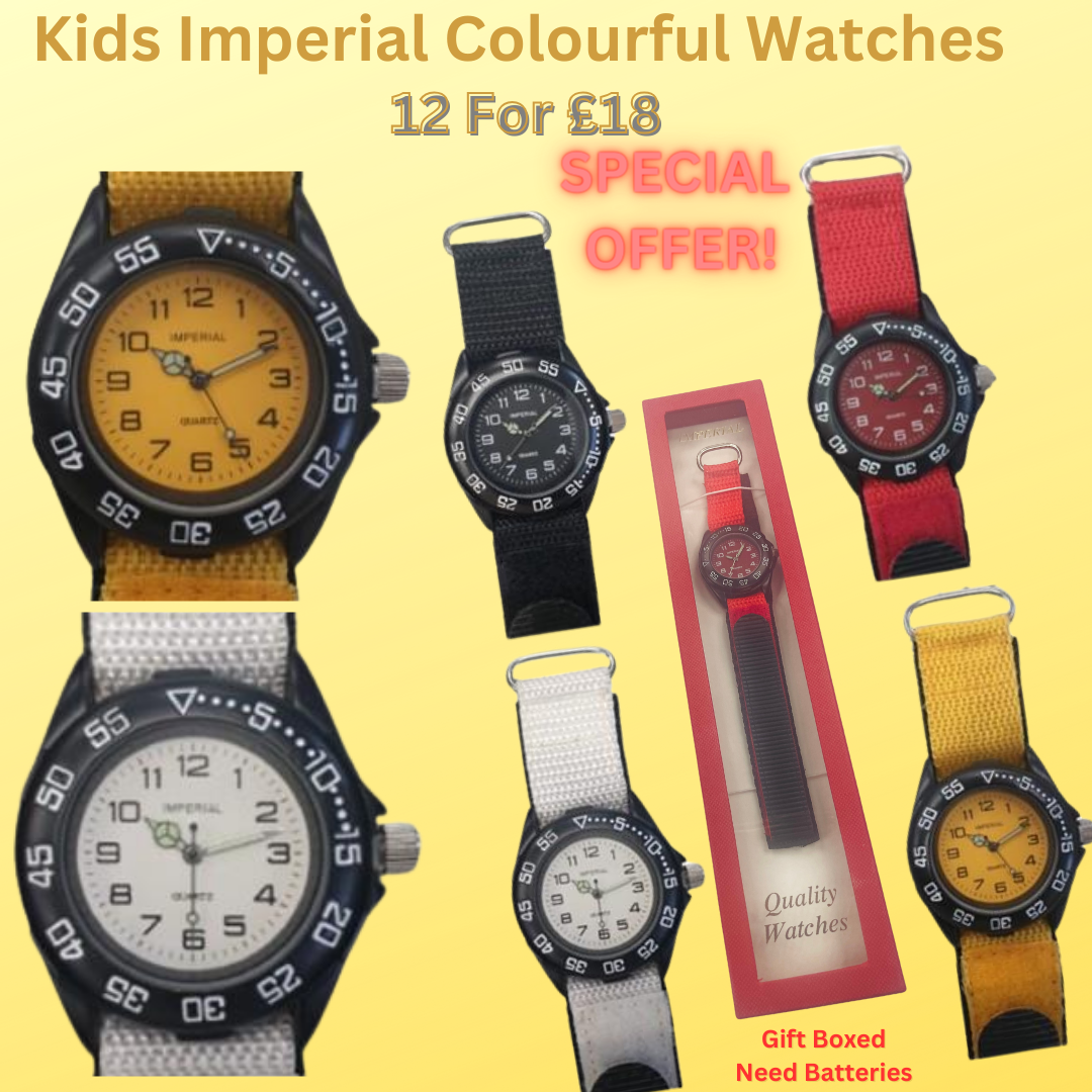 Imperial Easy-Fasten Velcro Strap Watches, Pack of 12 – Clearance, Needs New Battery