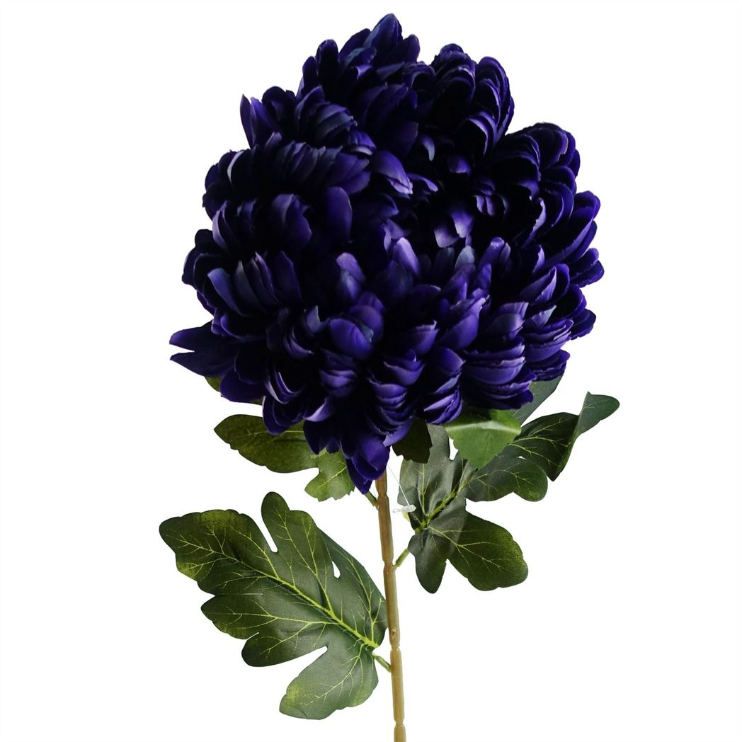 Leaf Design UK Pack of 6 Extra Large Reflex Chrysanthemum Artificial Stems – 75cm Silk Flowers, Purple