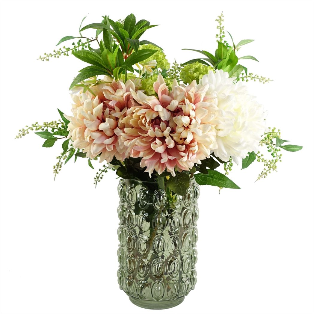 30cm Green Retro Bubble Glass Vase – Decorative Home Accent, Green
