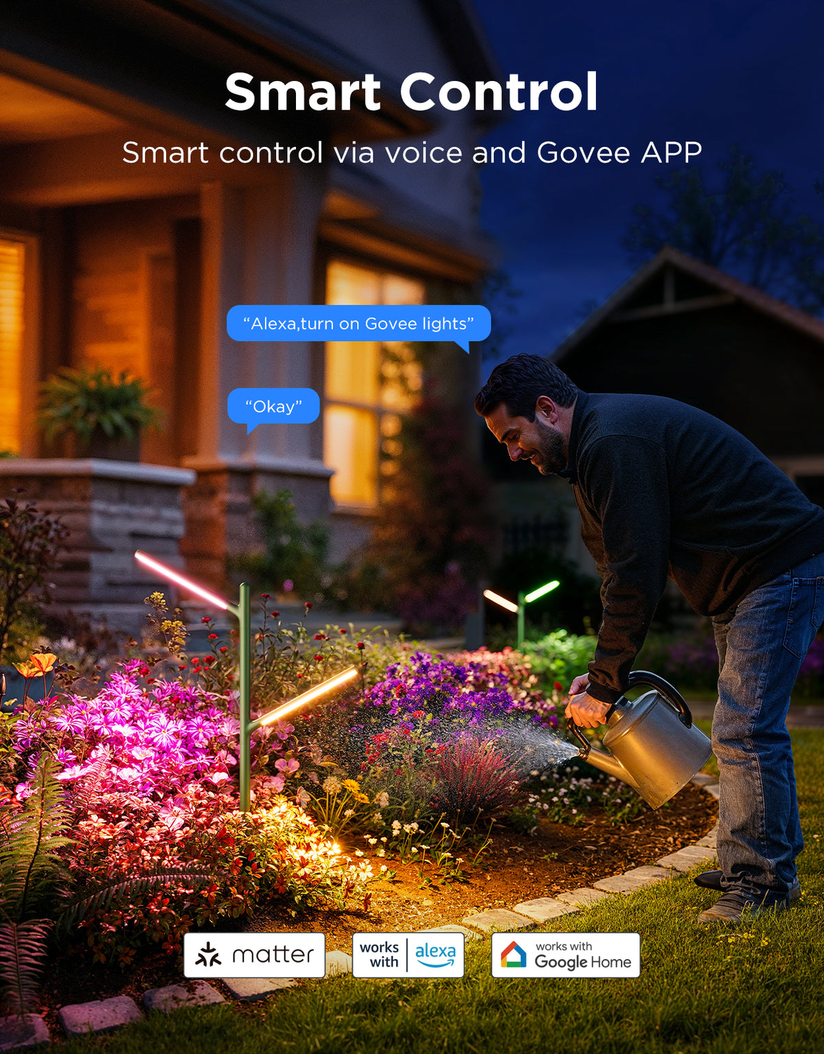 Govee RGBICWW Garden Lights, 2 Pack – 16 Million Colours, IP66 Weatherproof Aluminium Outdoor Lights