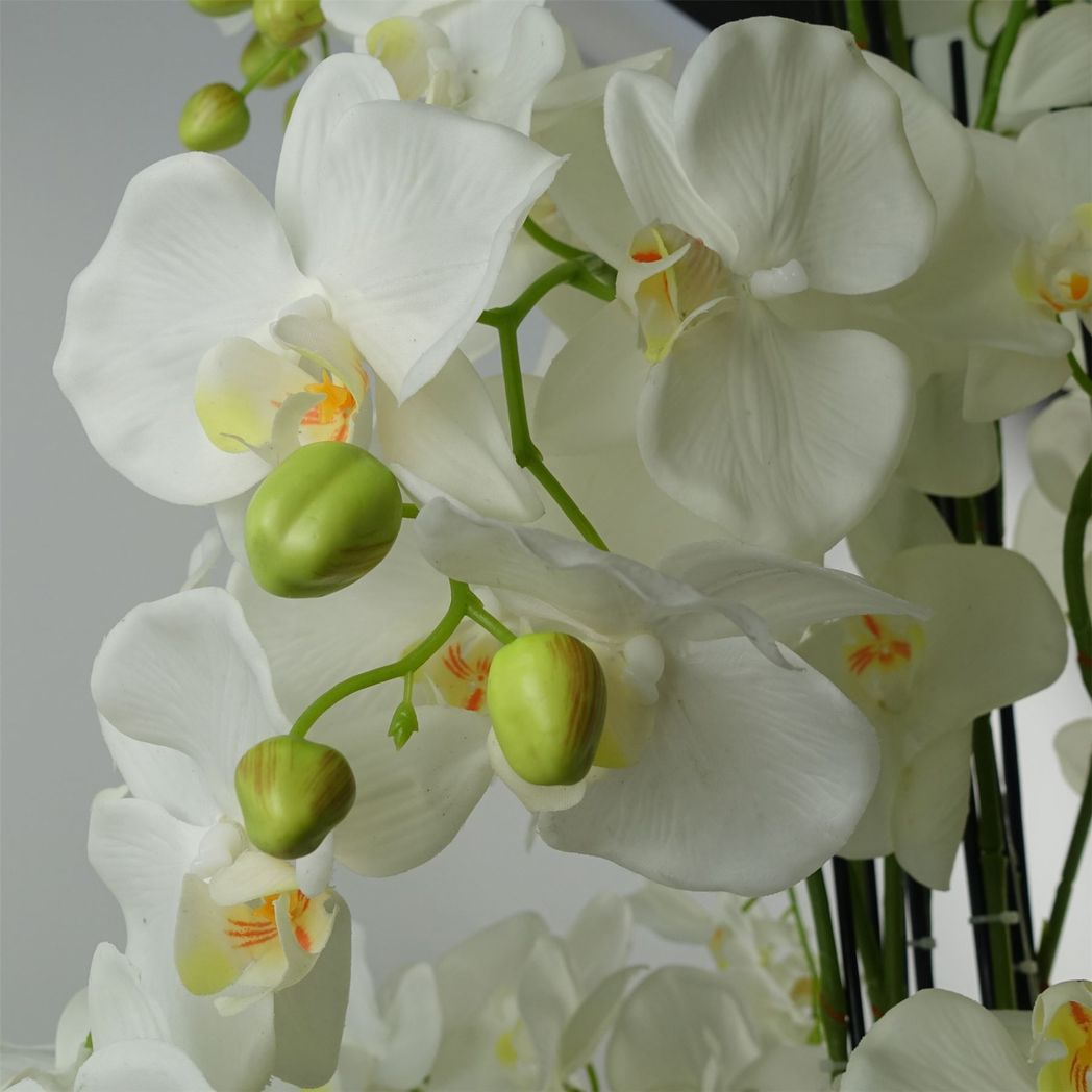Giant White Artificial Orchid Plant, 150cm with 189 Real Touch Flowers – Wired Stems, Potted