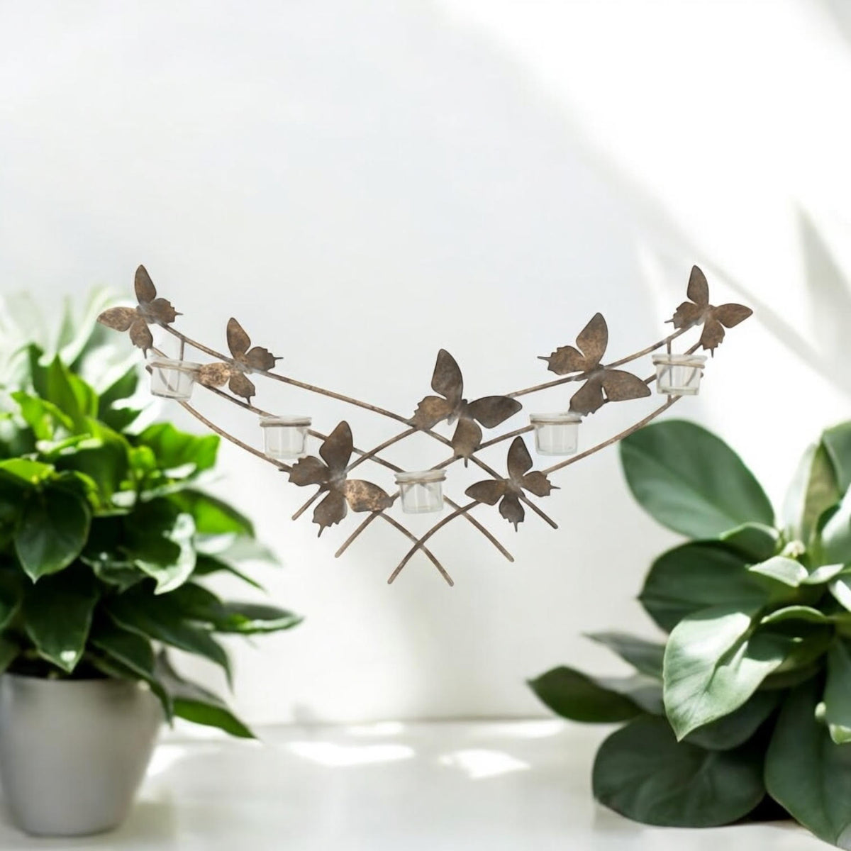 Gold Butterfly Wall-Mounted Candle Holder – Metal Wall Decor, 9cm