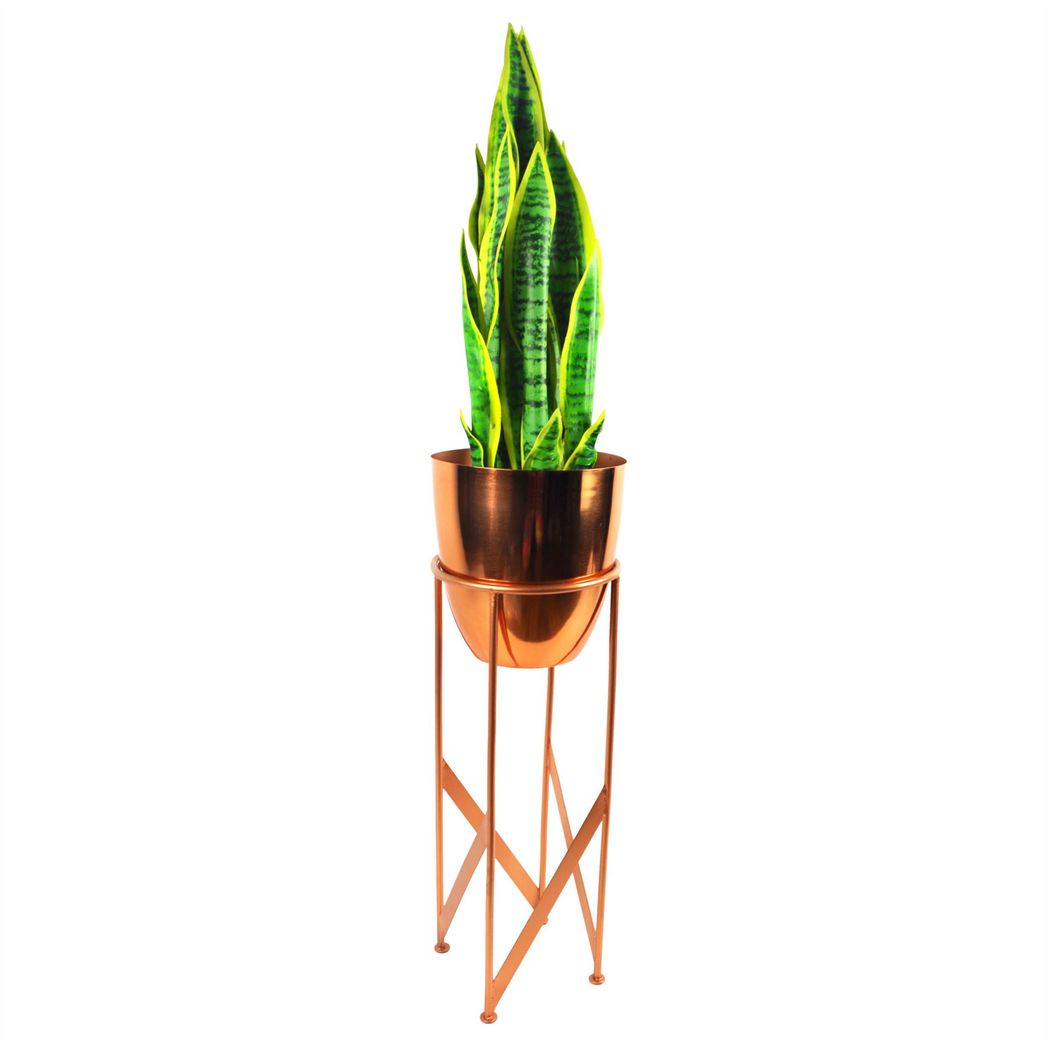 90cm Copper Planter with Artificial Yucca Plant