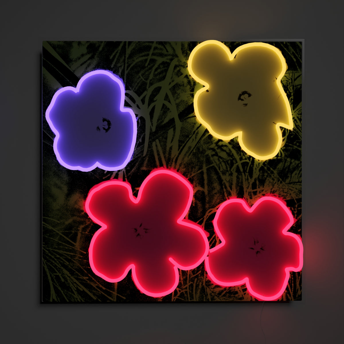 YELLOWPOP Andy Warhol Flowers LED Neon Wall Lamp – Dimmable USB Pop Art Light for Kids' Rooms