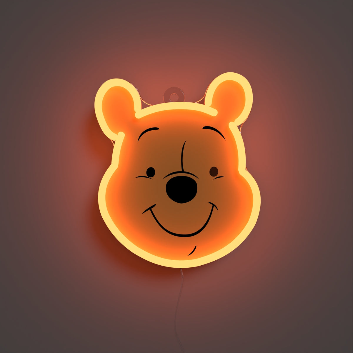 YELLOWPOP Disney Winnie the Pooh Face LED Neon Sign – USB Licensed Wall Light for Nursery or Living Room