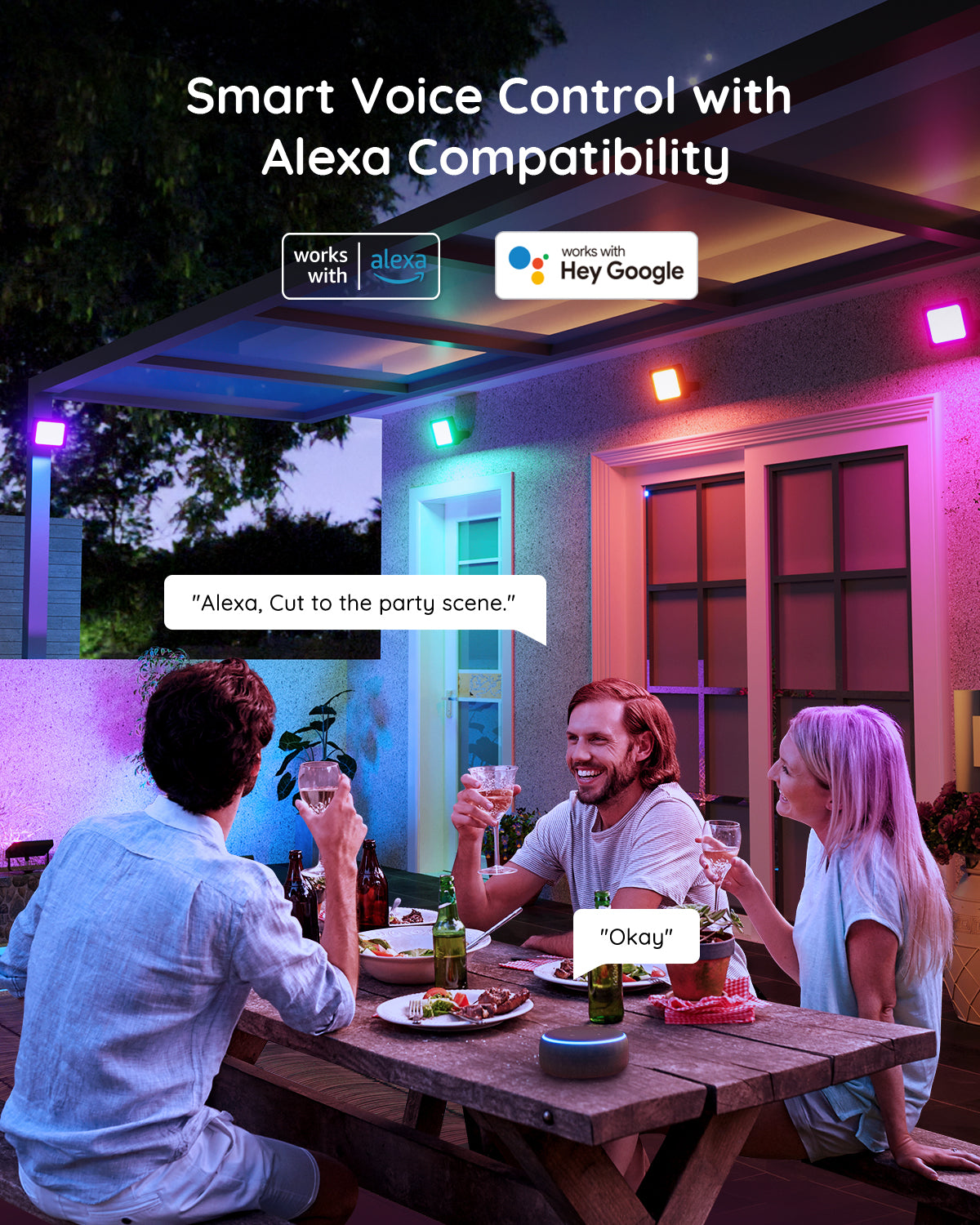 GOVEE RGBICWW Smart LED Flood Lights, 4-Pack – 16 Million Colours, App & Alexa Control