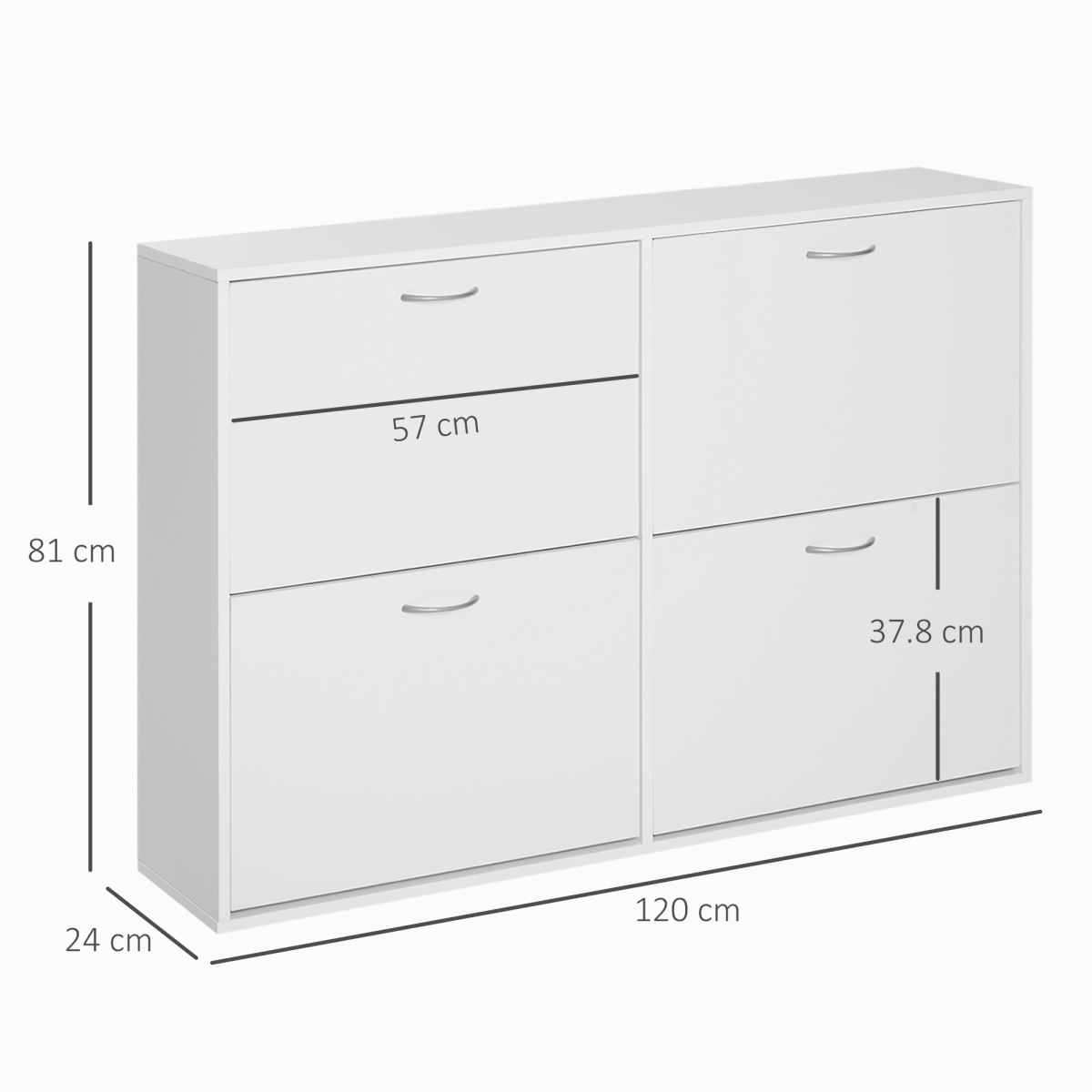 Wooden 4-Drawer Flip-Down Shoe Cabinet – Holds 16–24 Pairs, Slim Space-Saving Hallway Storage, White