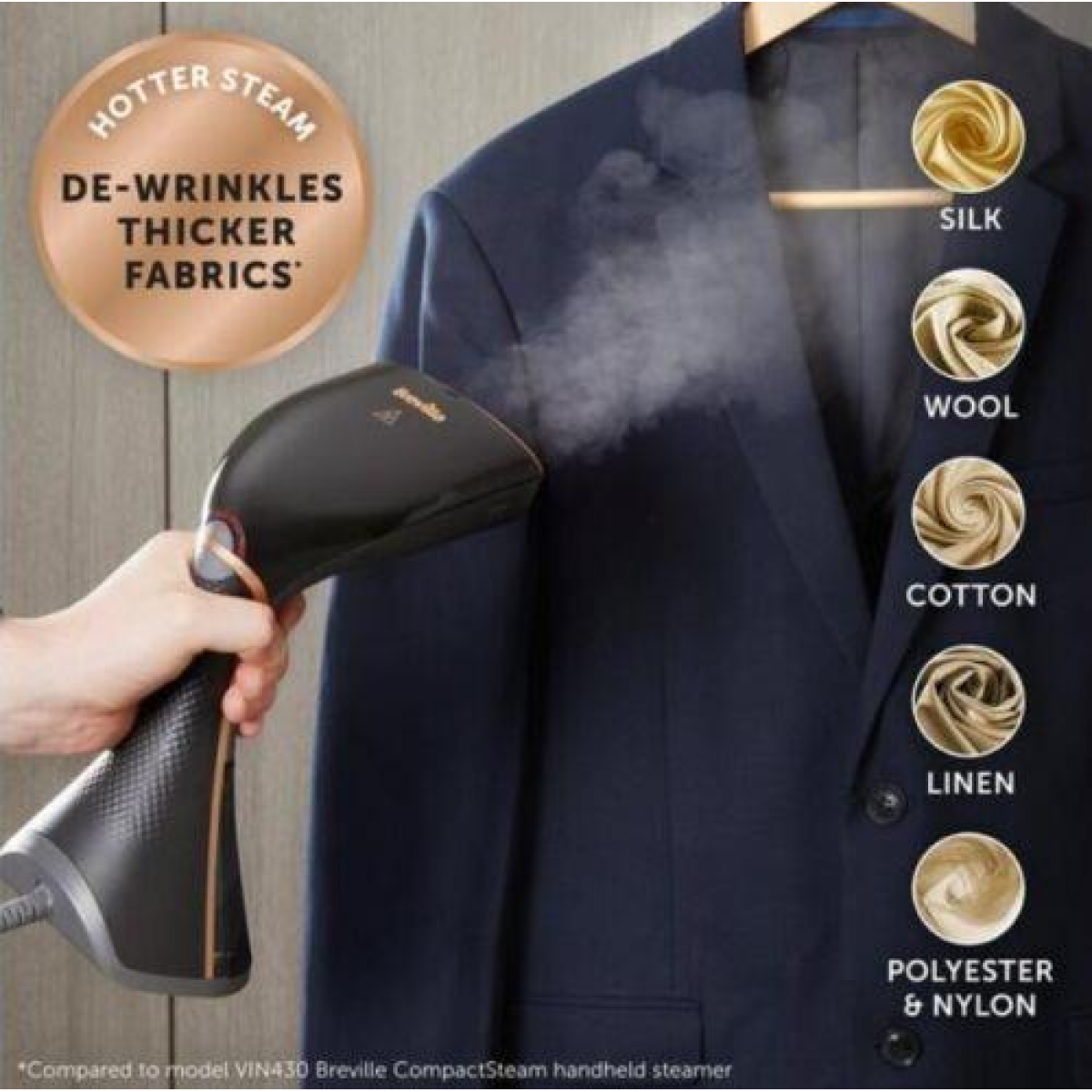 Breville EliteTEMP 1500W Handheld Garment Steamer with 3 Steam Settings & 240ml Tank – Refurbished