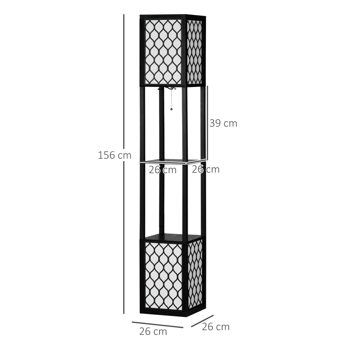 Modern 2-Light Floor Lamp with Display Shelves – Living Room & Bedroom Lighting and Storage
